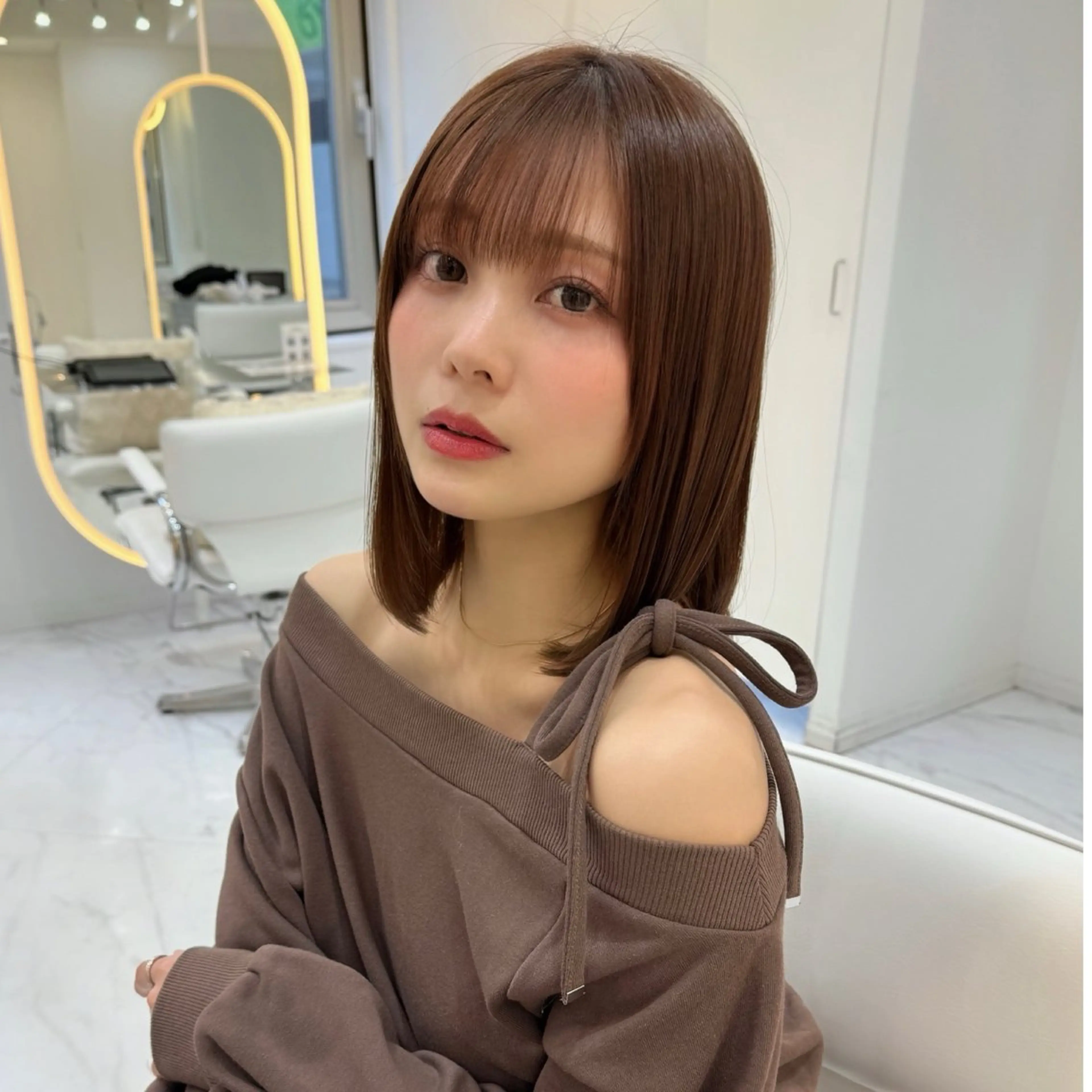 ミディアム カラー ボブ カット ヘアカラー 縮毛矯正 ボブ/レイヤー /植原健太のヘアスタイル