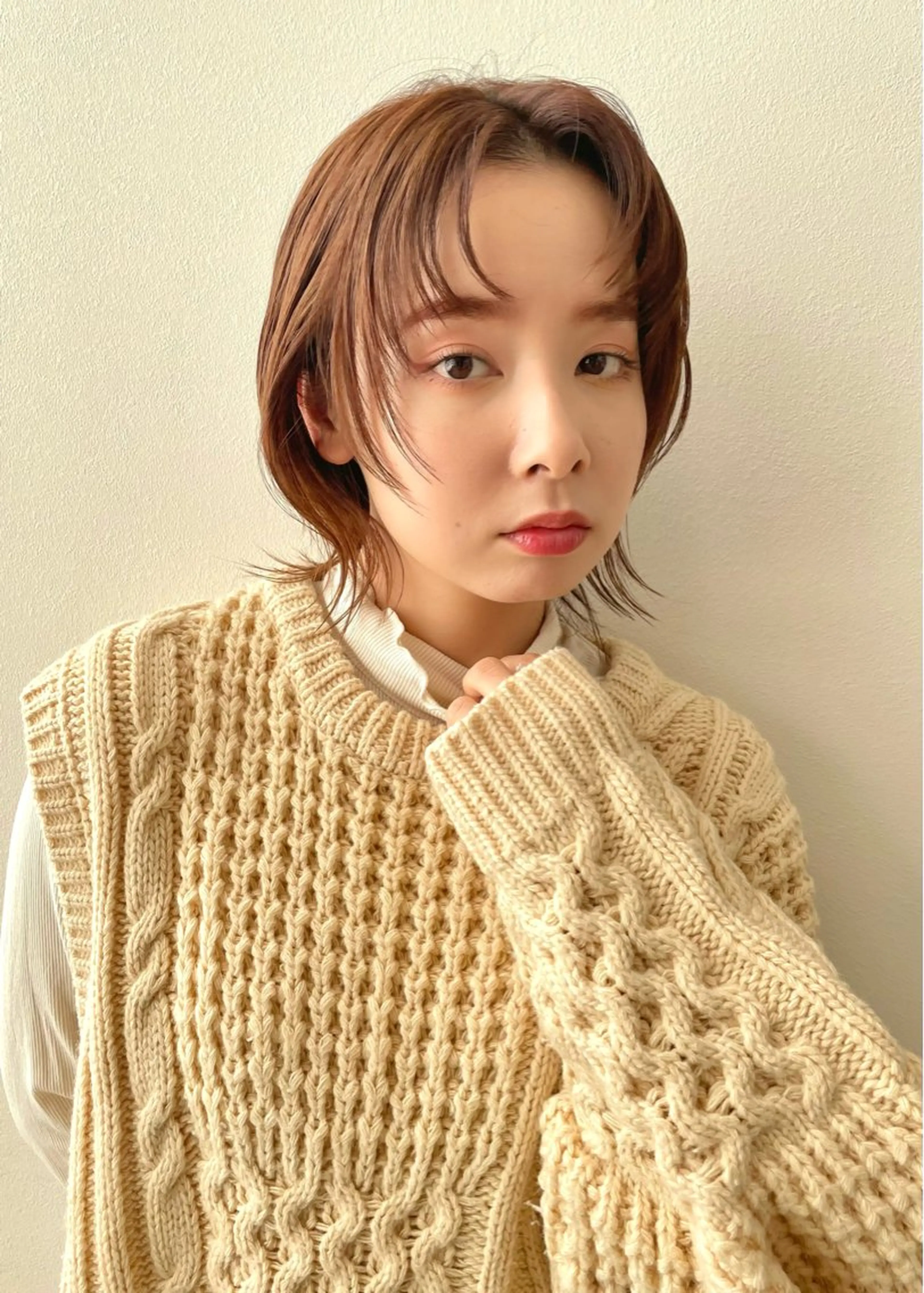 ミディアム カラー 顔周りカット レイヤーカット ktwo/難波 /似合わせ/木浦のヘアスタイル