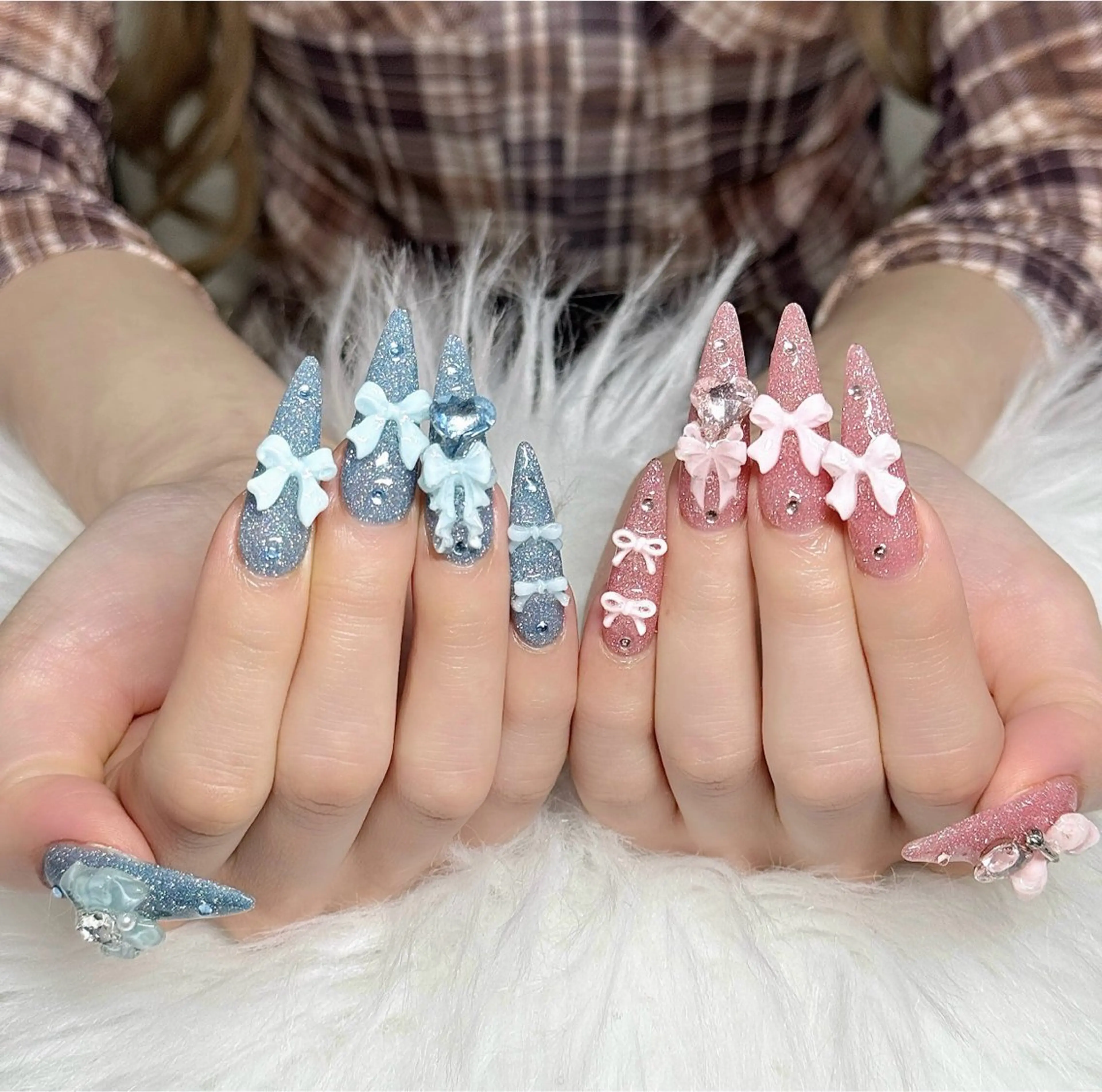 ネイル 長さ出し フレンチネイル 韓国ネイル レース マグネットネイル ハンドネイル 波 なみのネイルデザイン