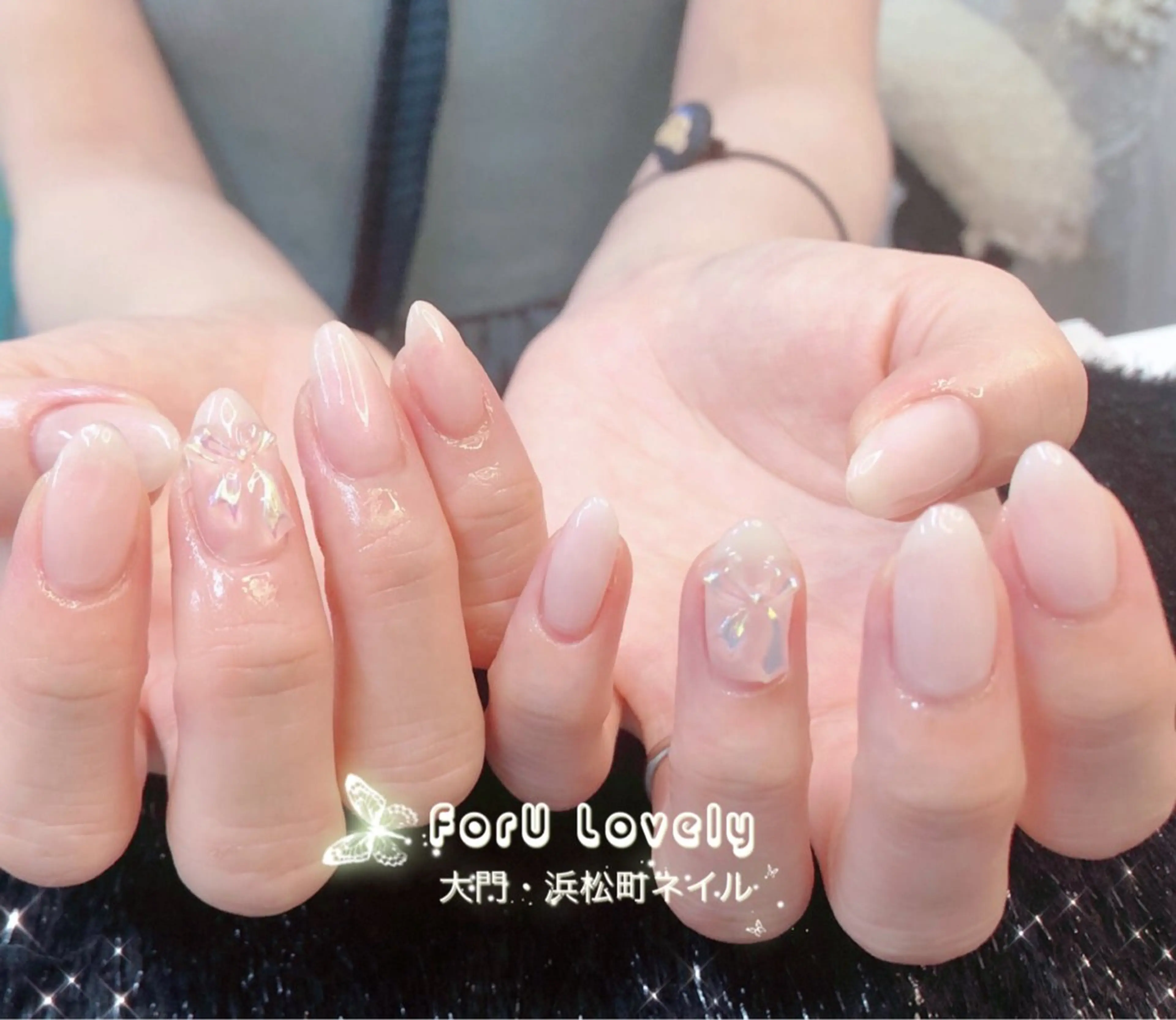 ネイル オーロラネイル フットネイル ジェルネイル ハート 韓国ネイル 大門浜松町 ネイルのネイルデザイン
