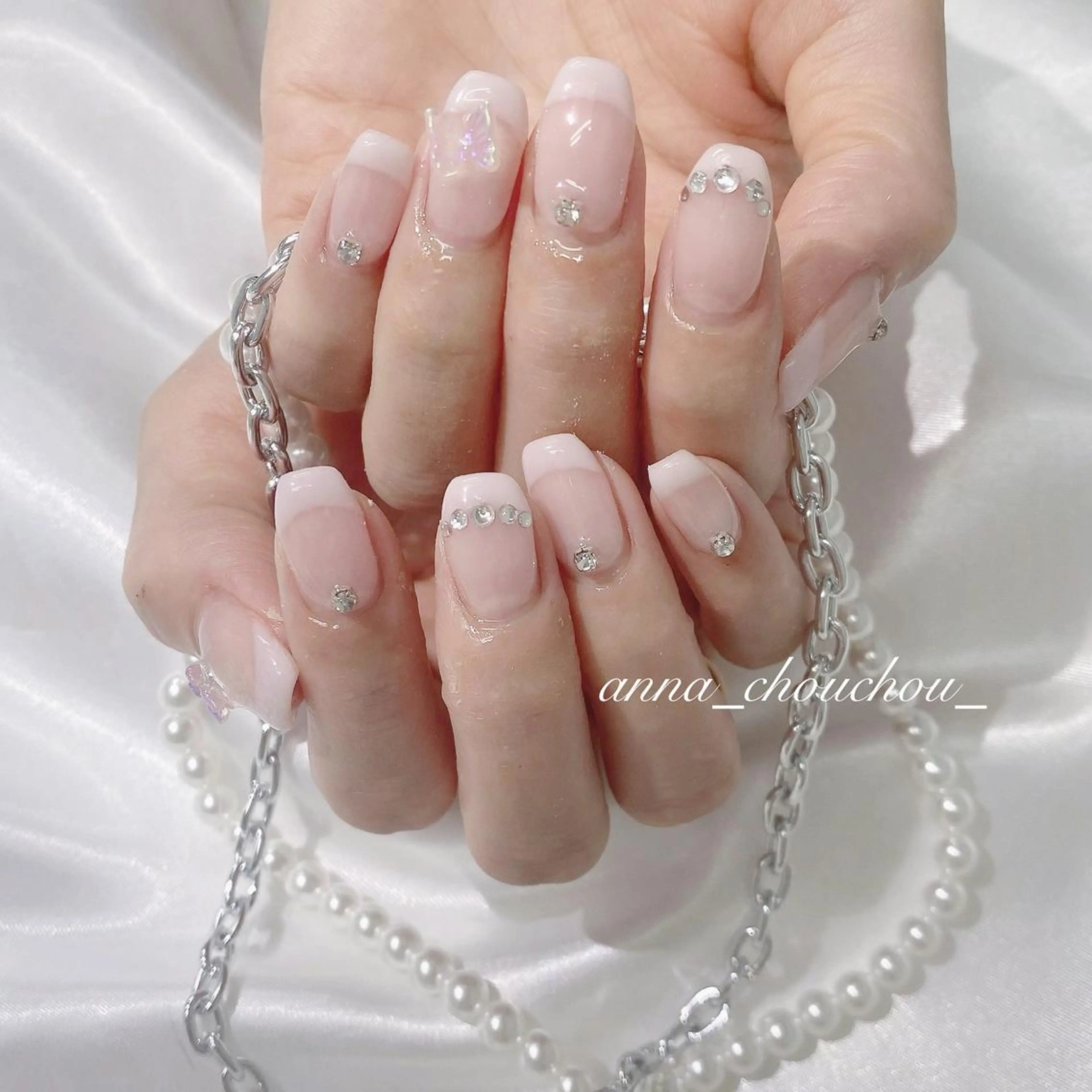 ネイル アートネイル フレンチネイル ピンク Anna Sano⭐️のネイルデザイン