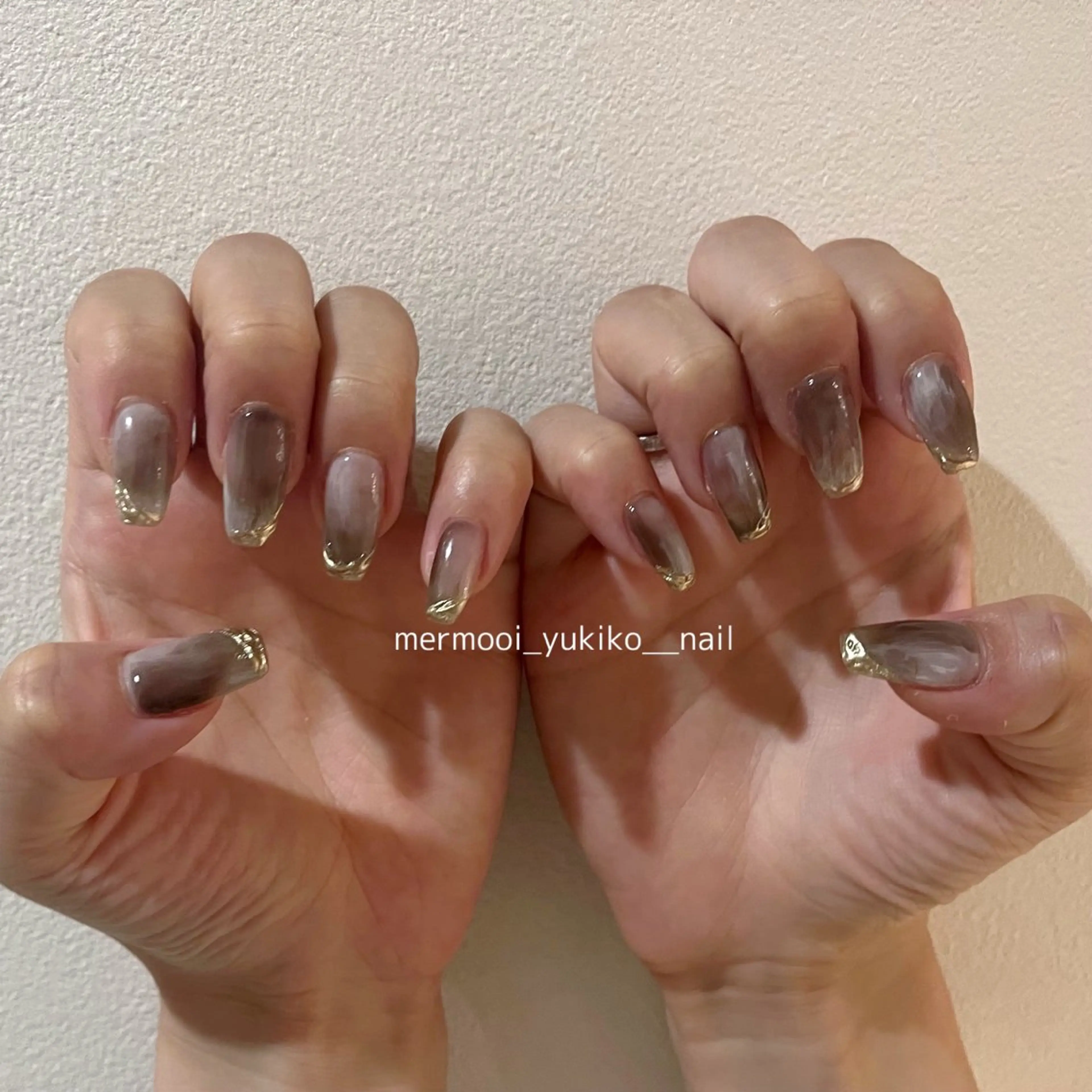 ネイル フレンチネイル 大理石ネイル(マーブル) ミラーネイル ニュアンスネイル ハンドネイル melumooi nailのネイルデザイン