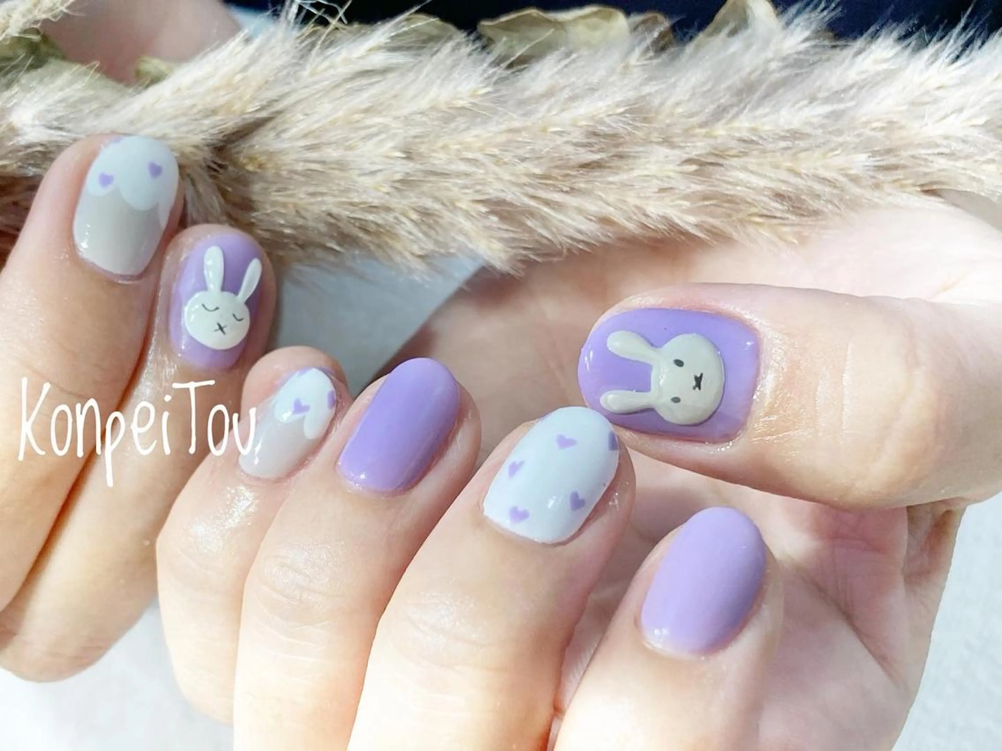 ネイル アートネイル パープル ハンドネイル おうちのネイルサロン KonpeiTouのネイルデザイン