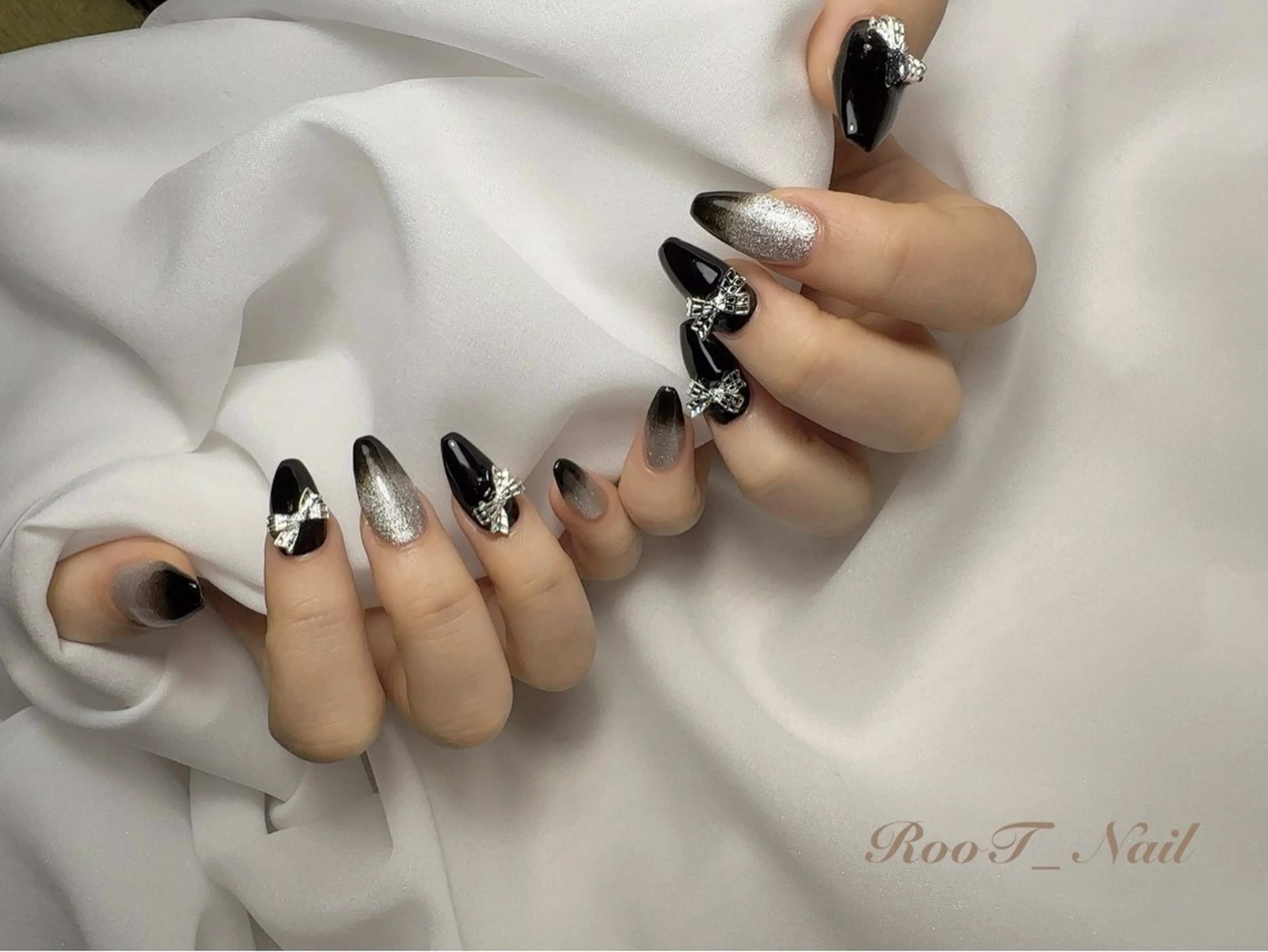 ネイル リボン ハンドネイル RooT Nailのネイルデザイン