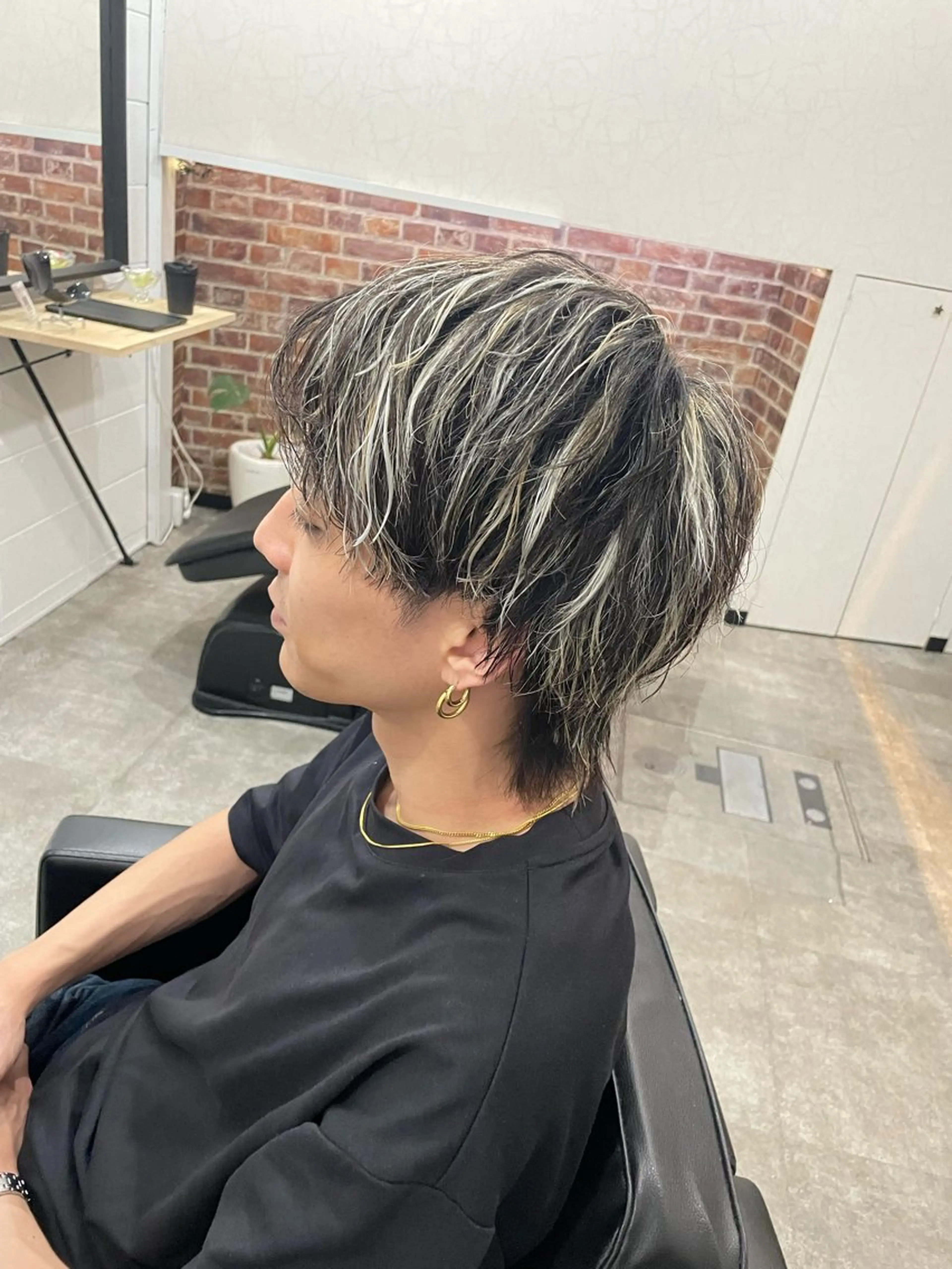 ミディアム カラー メンズ メンズハイライト ハイライトカラー ハイライト TETISS所属・💈メンズハイライト 南谷💈のヘアスタイル