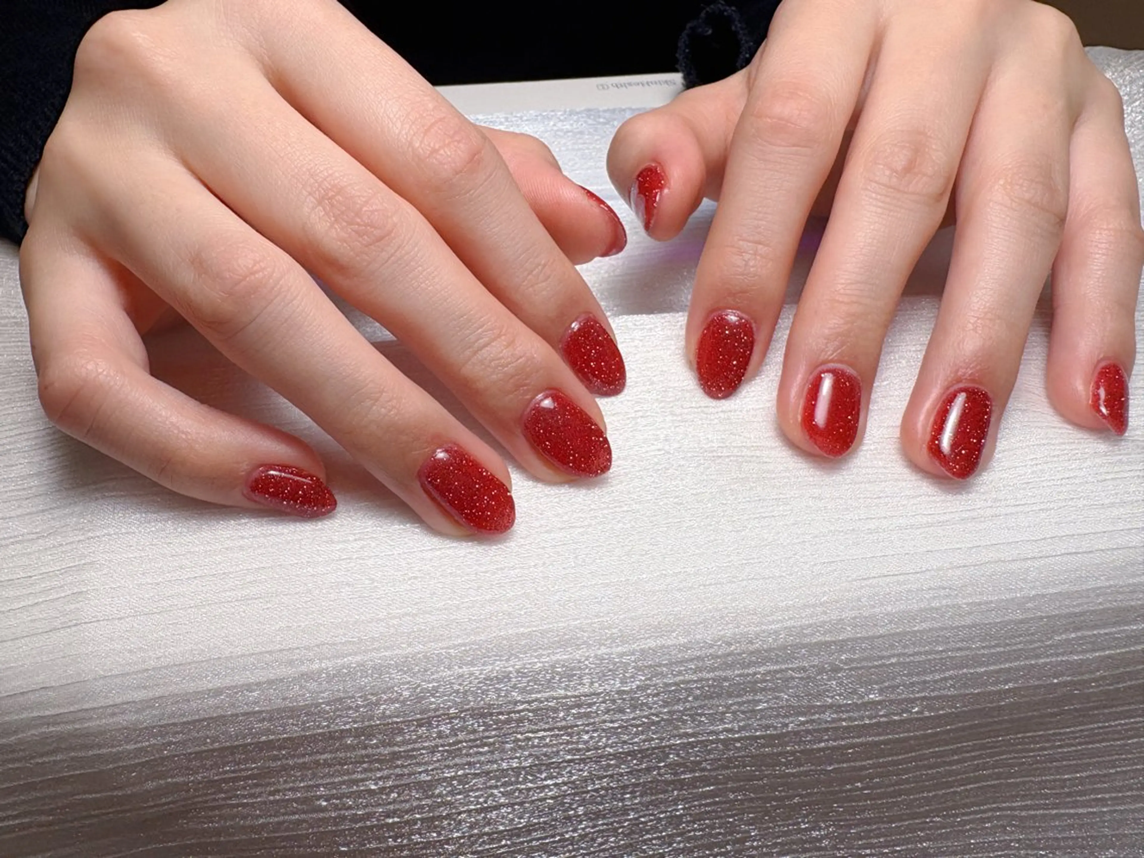 ネイル フラッシュネイル ラメ(グリッター) 赤色 冬ネイル クリスマス ハンドネイル Wilu nail 二子新地駅徒歩30秒のネイルデザイン
