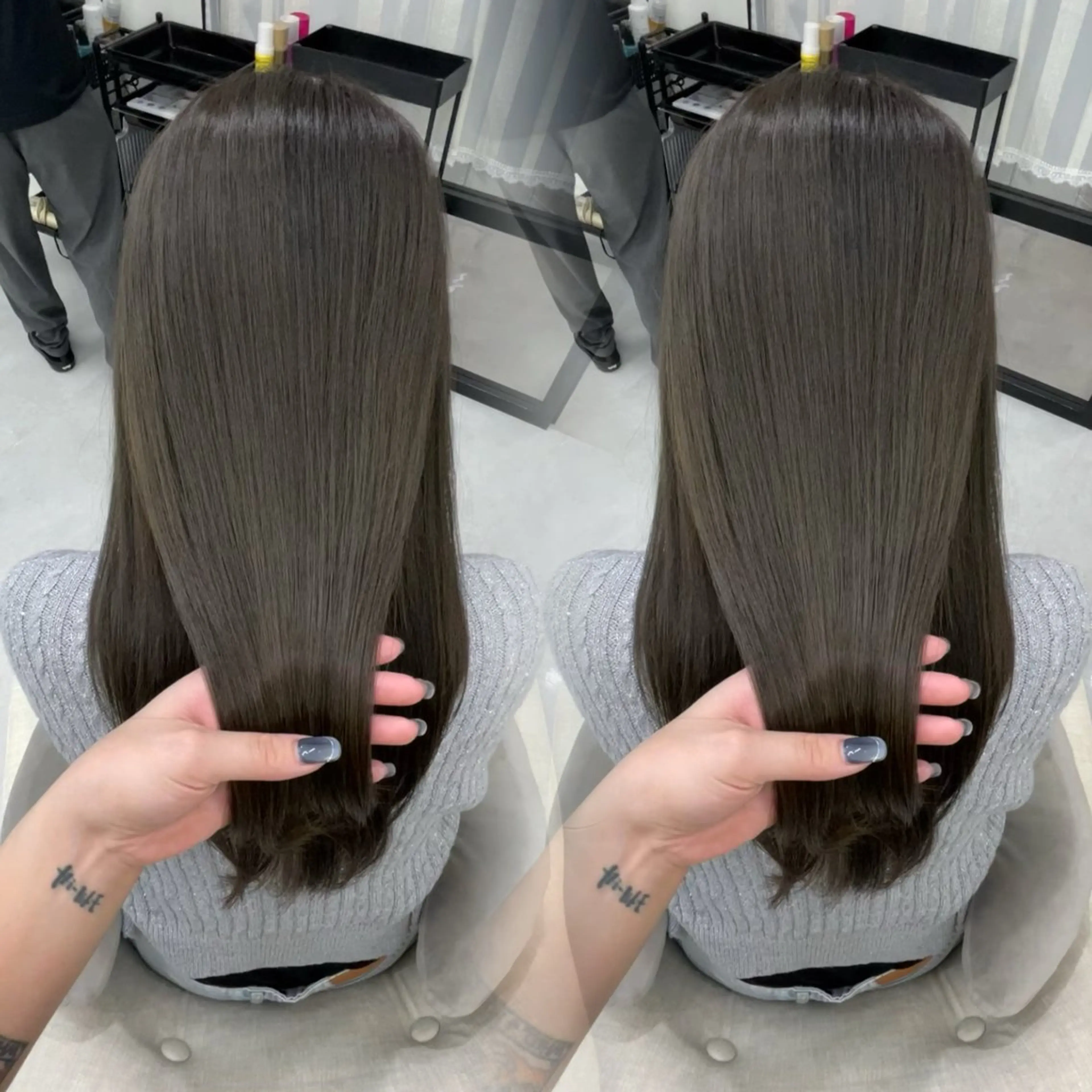 ミディアム カラー グレージュ オリーブグレージュ オリーブグレー ヘアカラー トリートメント 髪質改善矯正/カラー /吉祥寺 mariのヘアスタイル