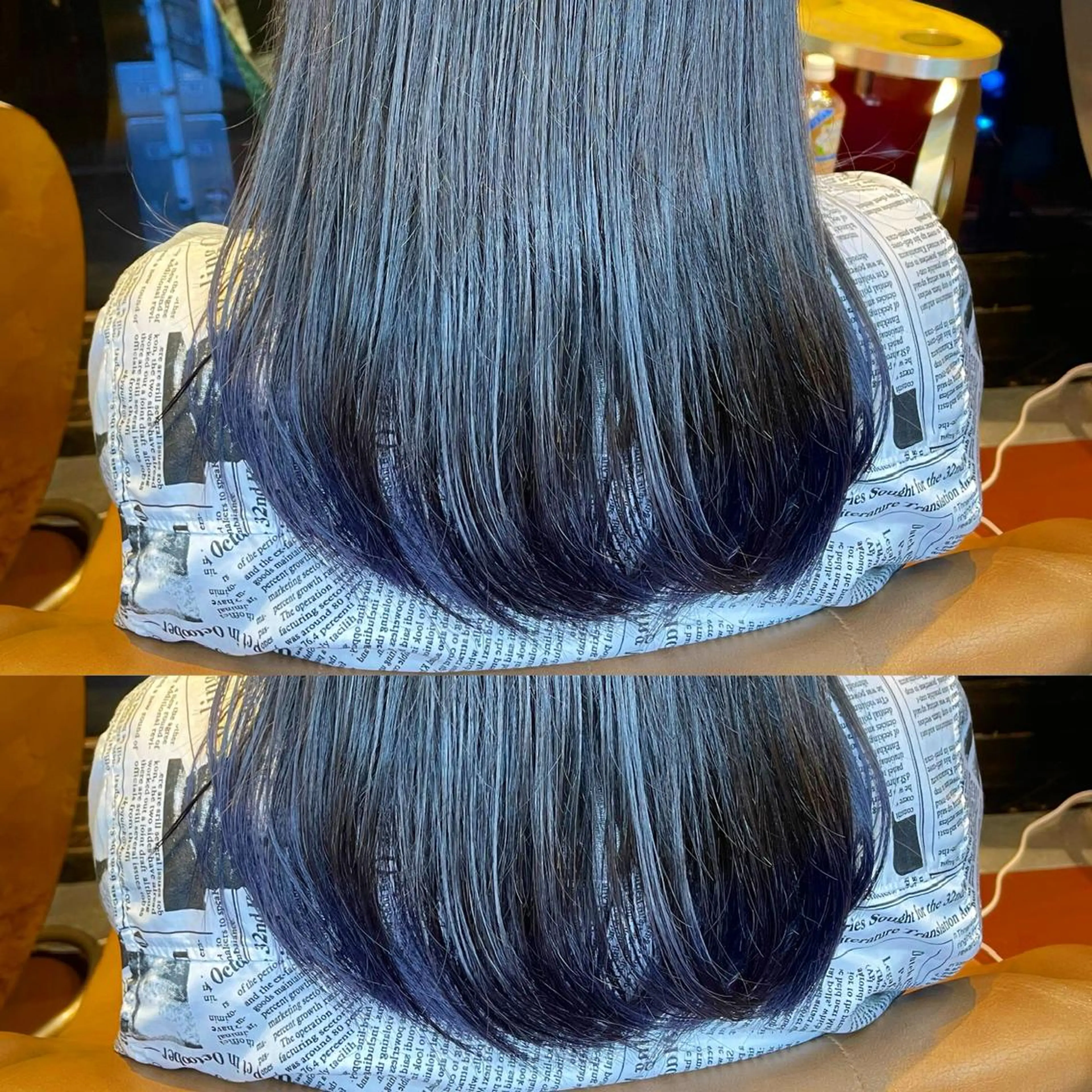 セミロング カラー ブリーチ ブルーカラー ケアブリーチ ネイビーカラー 👑派手髪/カット 👑ANRYのヘアスタイル