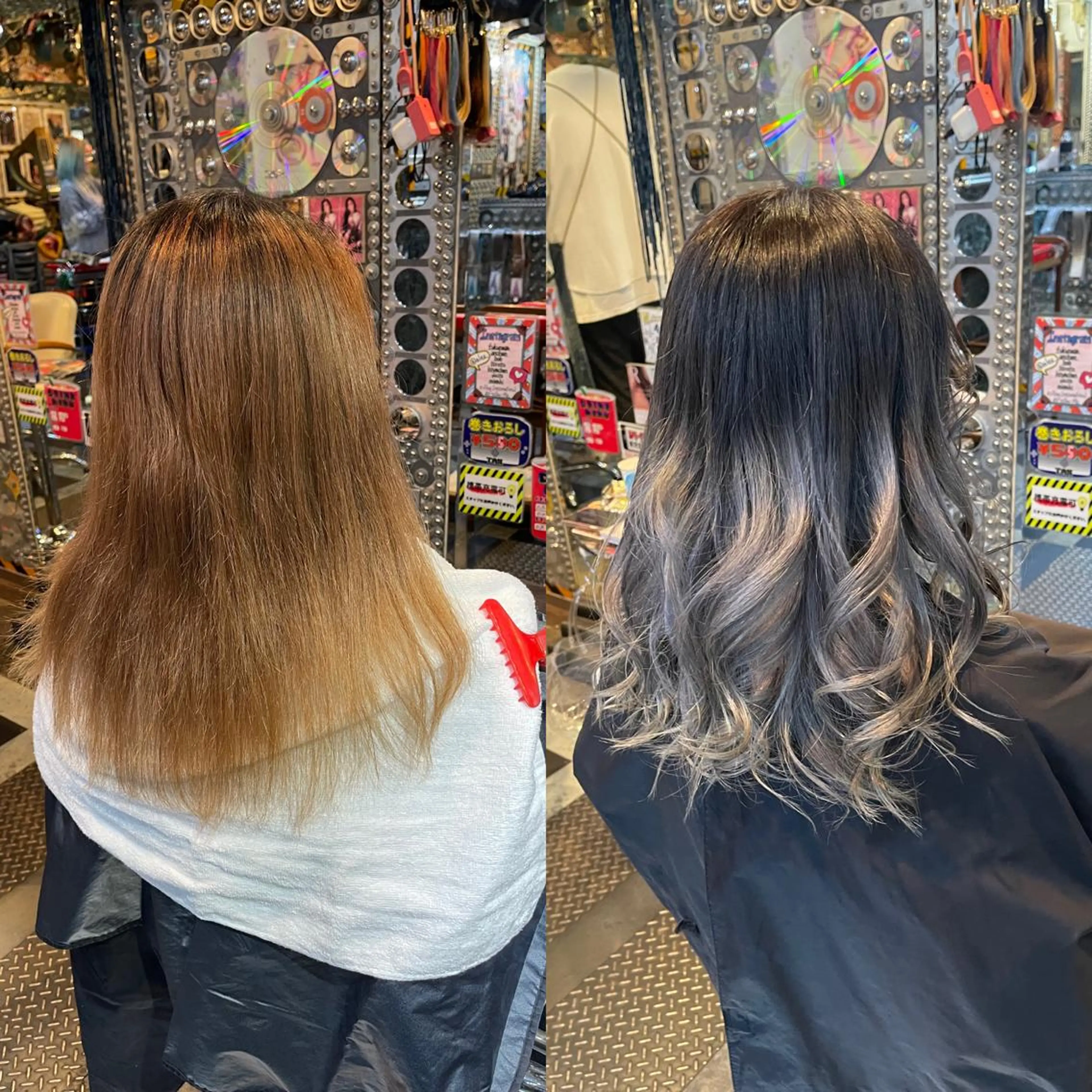 セミロング カラー ヘアアレンジ グラデーションカラー シルバー 外国人風カラー 🌈派手髪エクステ ブレイズ🌈ひろとのヘアスタイル
