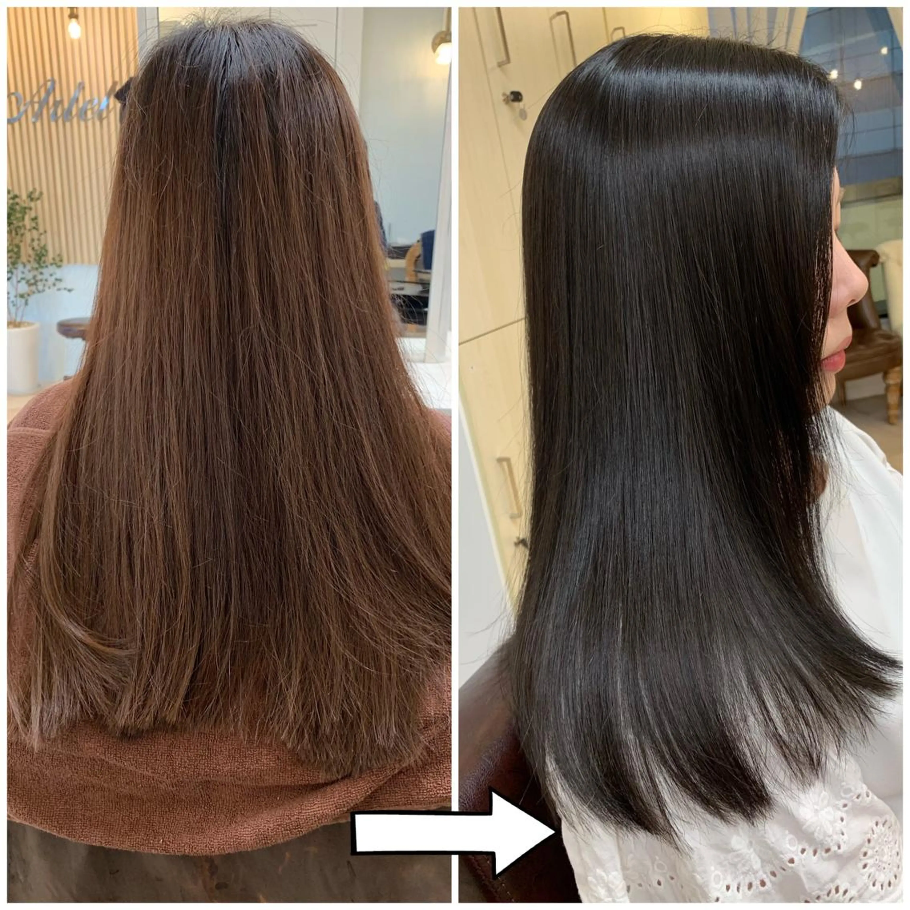 ロング アッシュ カット ヘアカラー トリートメント アーレル 池袋のヘアスタイル