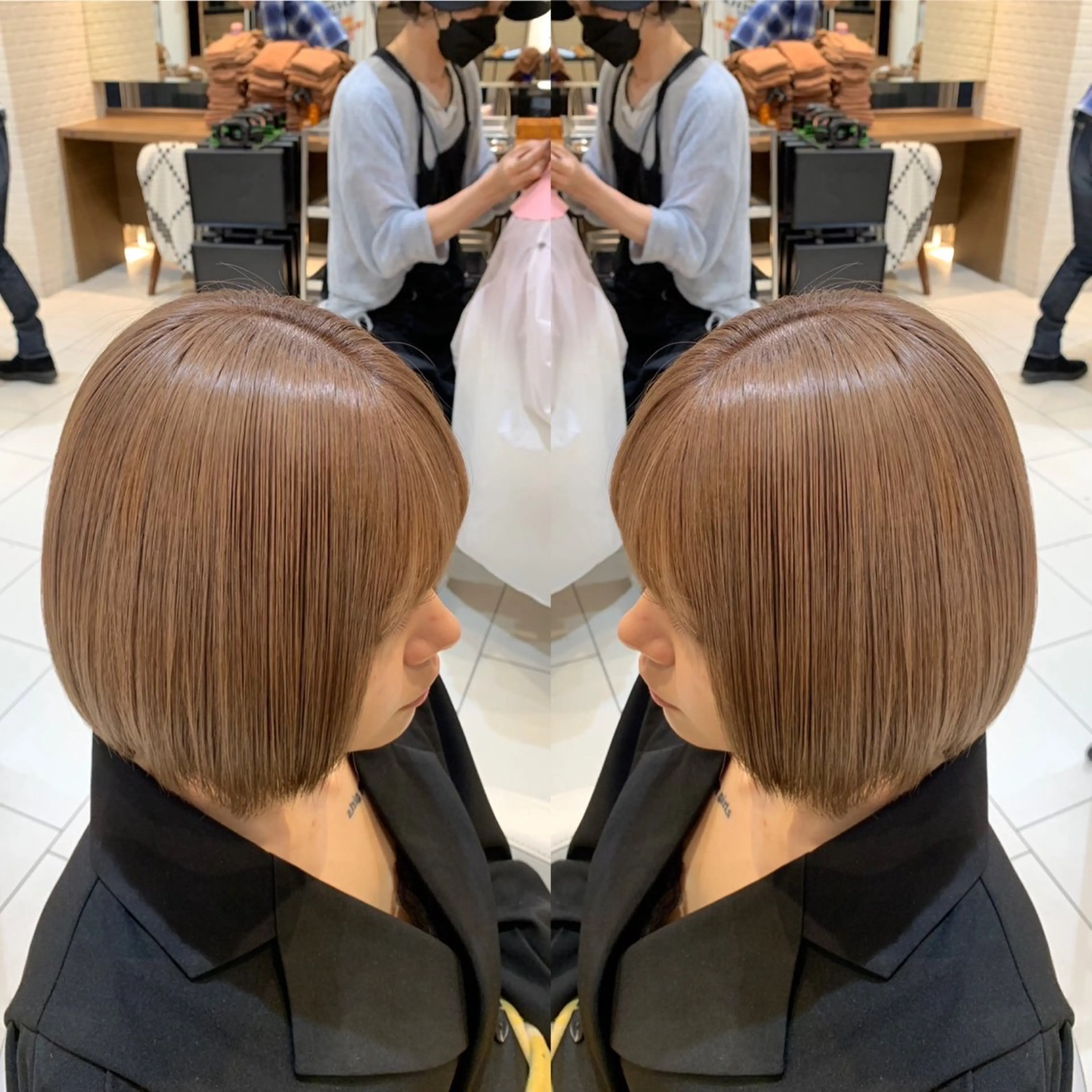 ショート バレイヤージュ ボブ🌈ナツヤのヘアスタイル