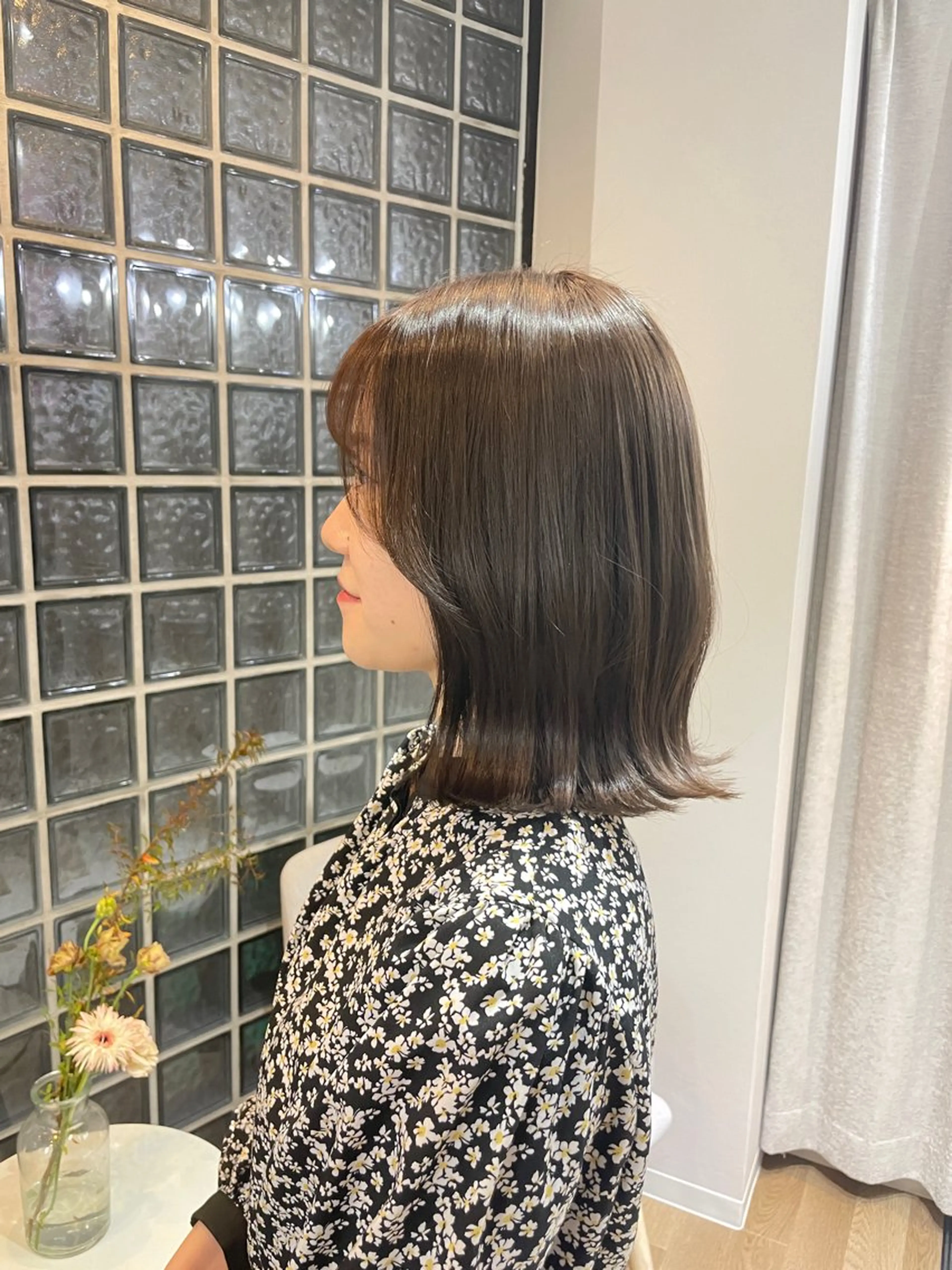 ミディアム カラー グレージュ おくれ毛 カット ヘアカラー トリートメント HARUKA韓国ヘア /Luana梅田のヘアスタイル