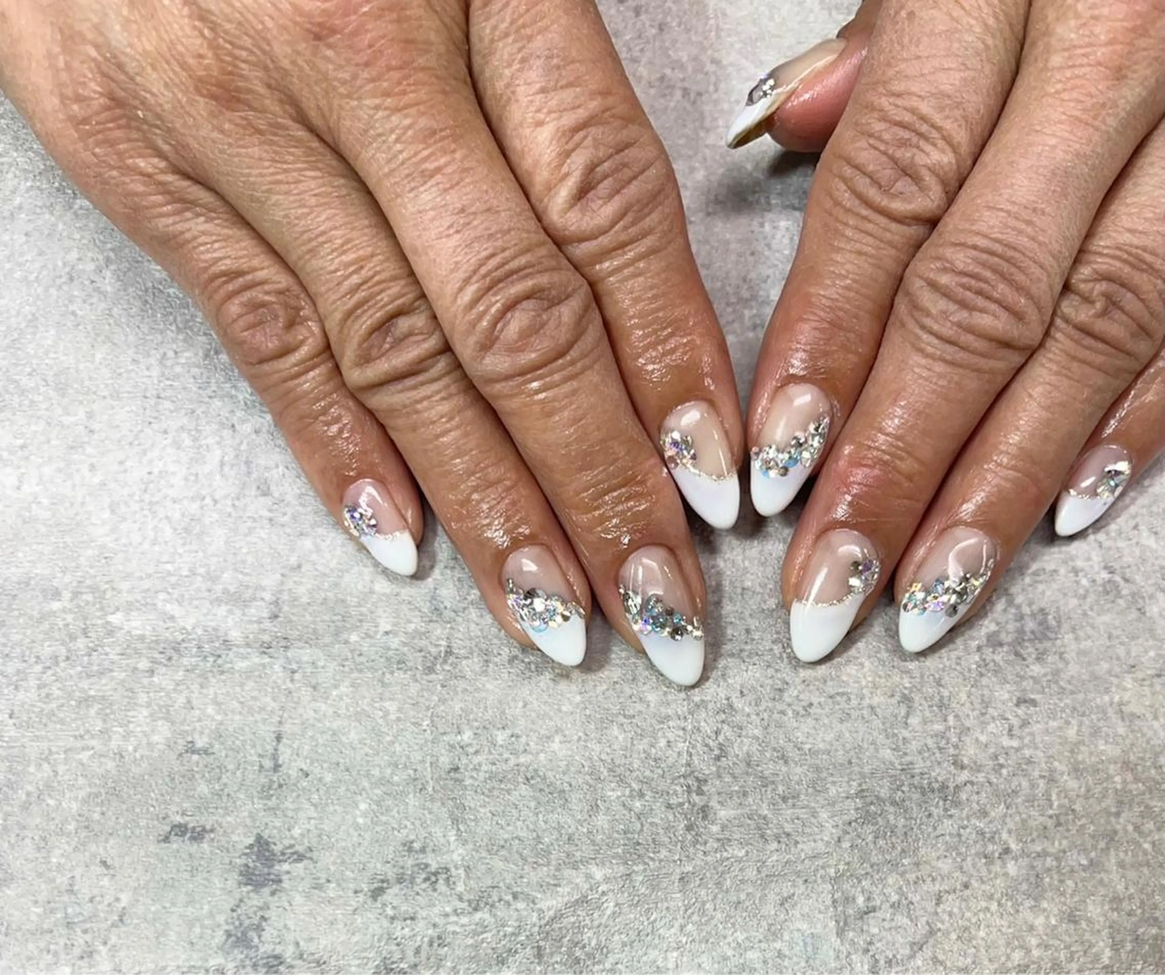 ネイル アートネイル フレンチネイル ジェルネイル ガラスフレンチ グラデーション ハンドネイル ハンドケア FASTNAIL PLUS 新宿店のネイルデザイン