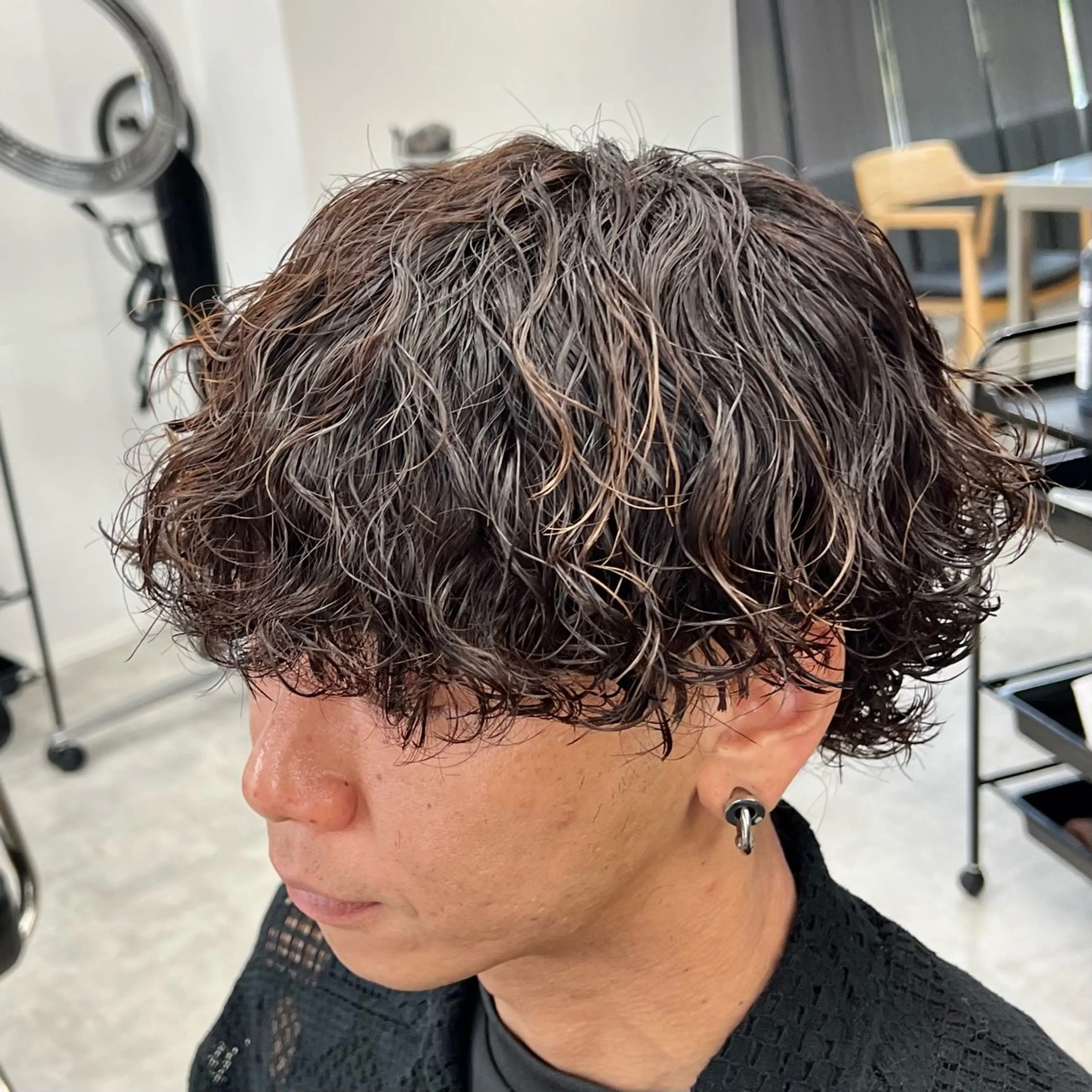 ミディアム パーマ メンズ カット パーマ メンズパーマ/波巻き 新潟/万代/夏芽🎀のヘアスタイル