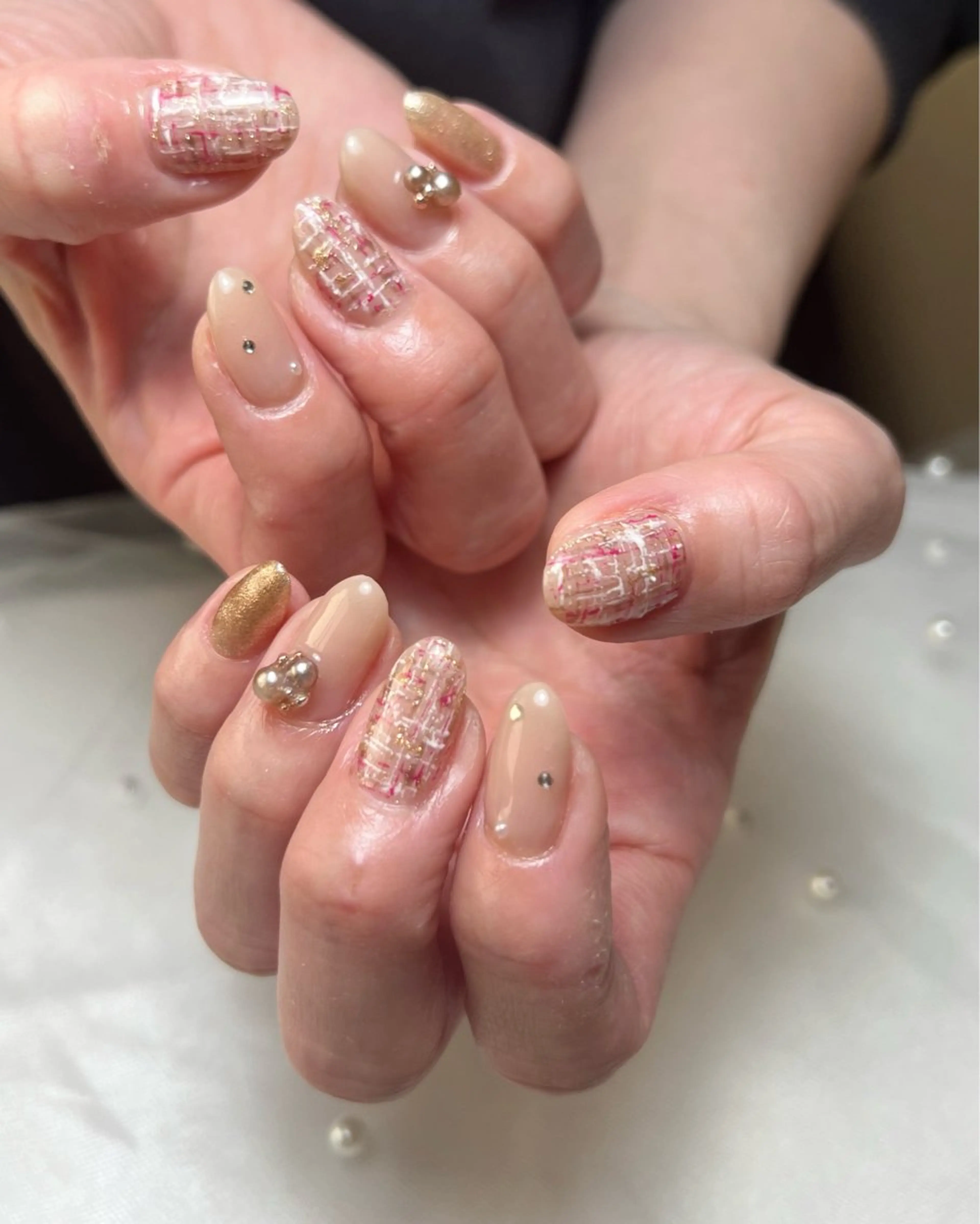 ネイル ツイードネイル ハンドネイル 港区ネイル🌼*･ Shainon池田のネイルデザイン