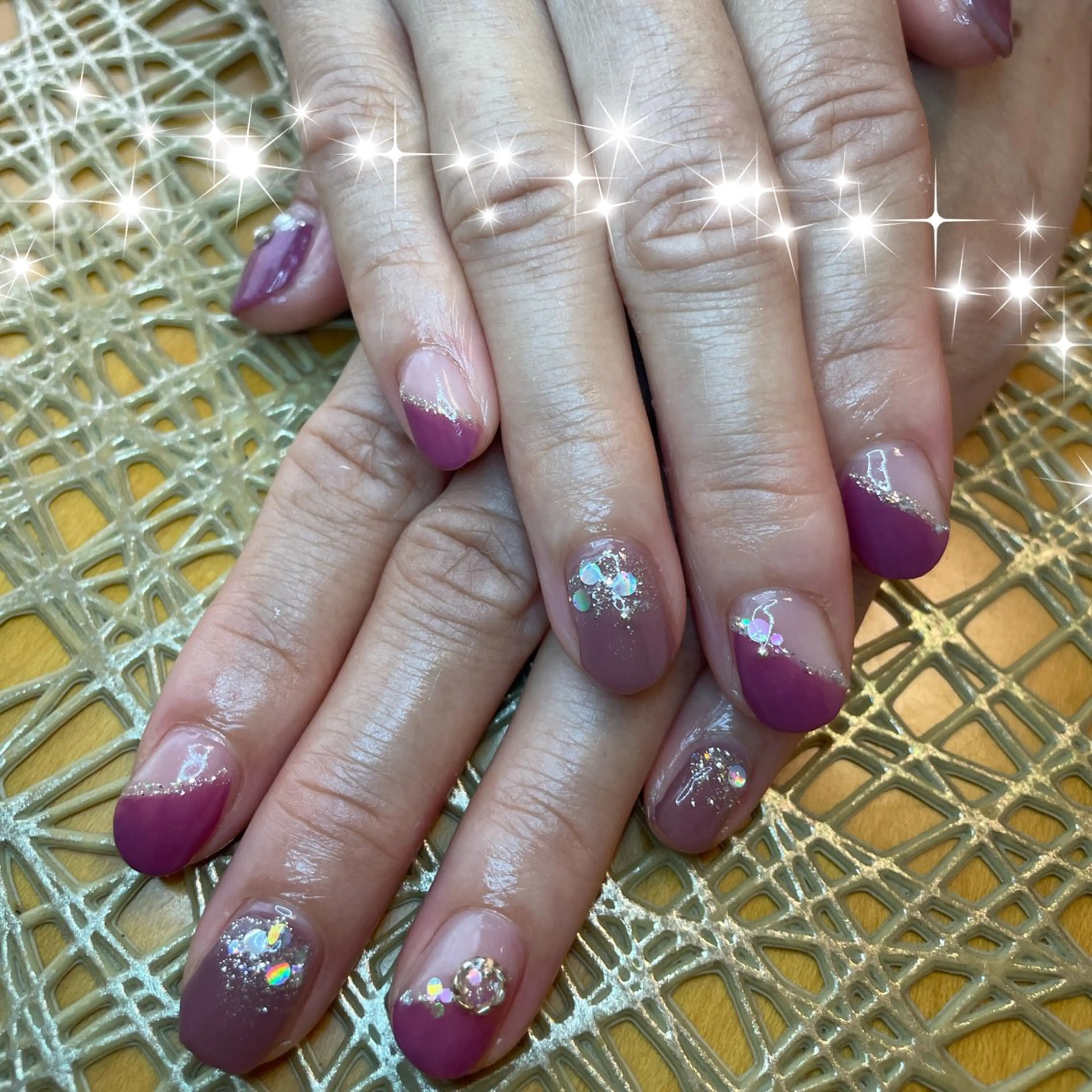 ネイル フレンチネイル ラメ(グリッター) NAIL★M 真紀のネイルデザイン
