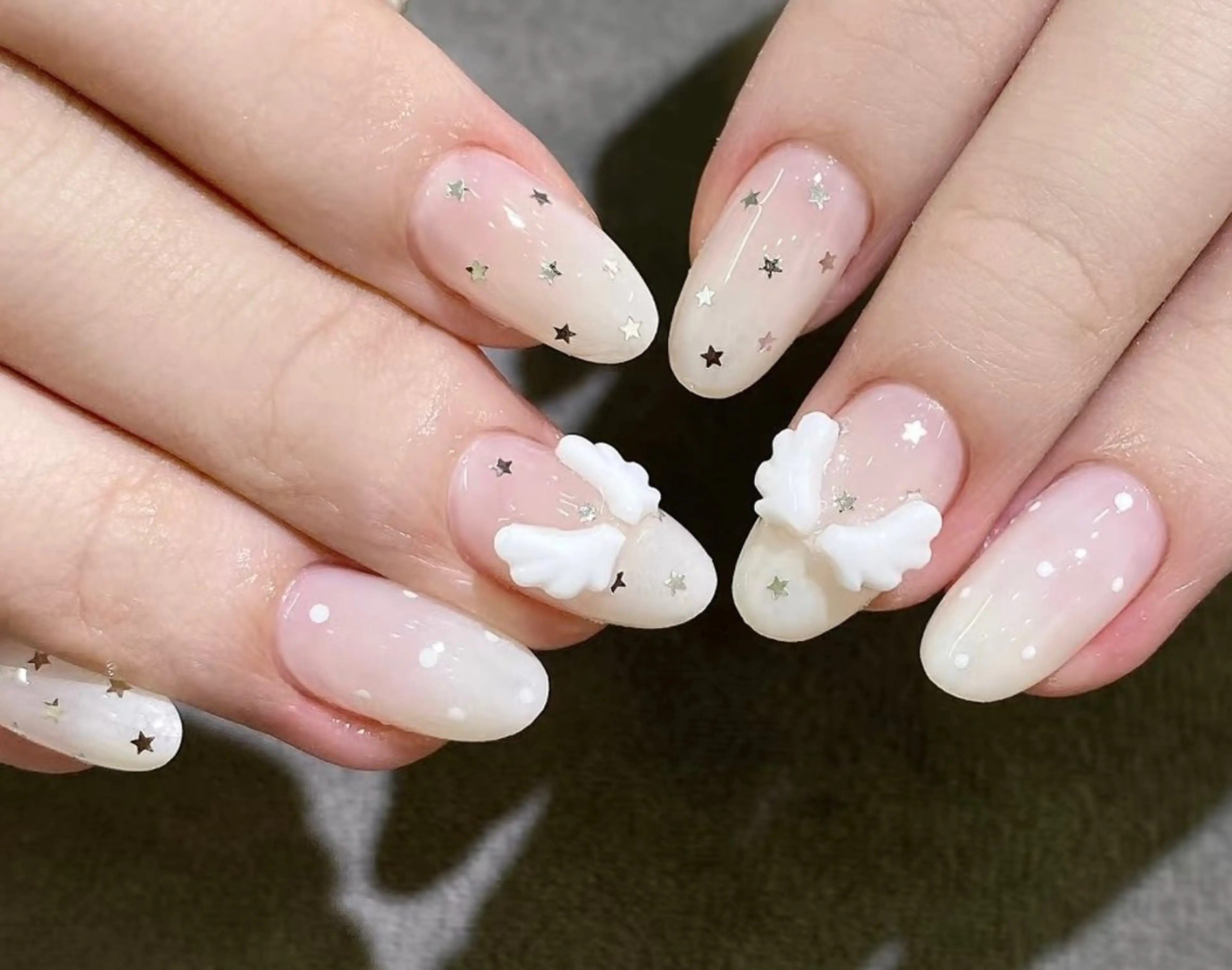 ネイル フレンチネイル ガーリー ガラスフレンチ 韓国ネイル ロングネイル ハンドネイル Venus nail チップ長さだし専門店のネイルデザイン