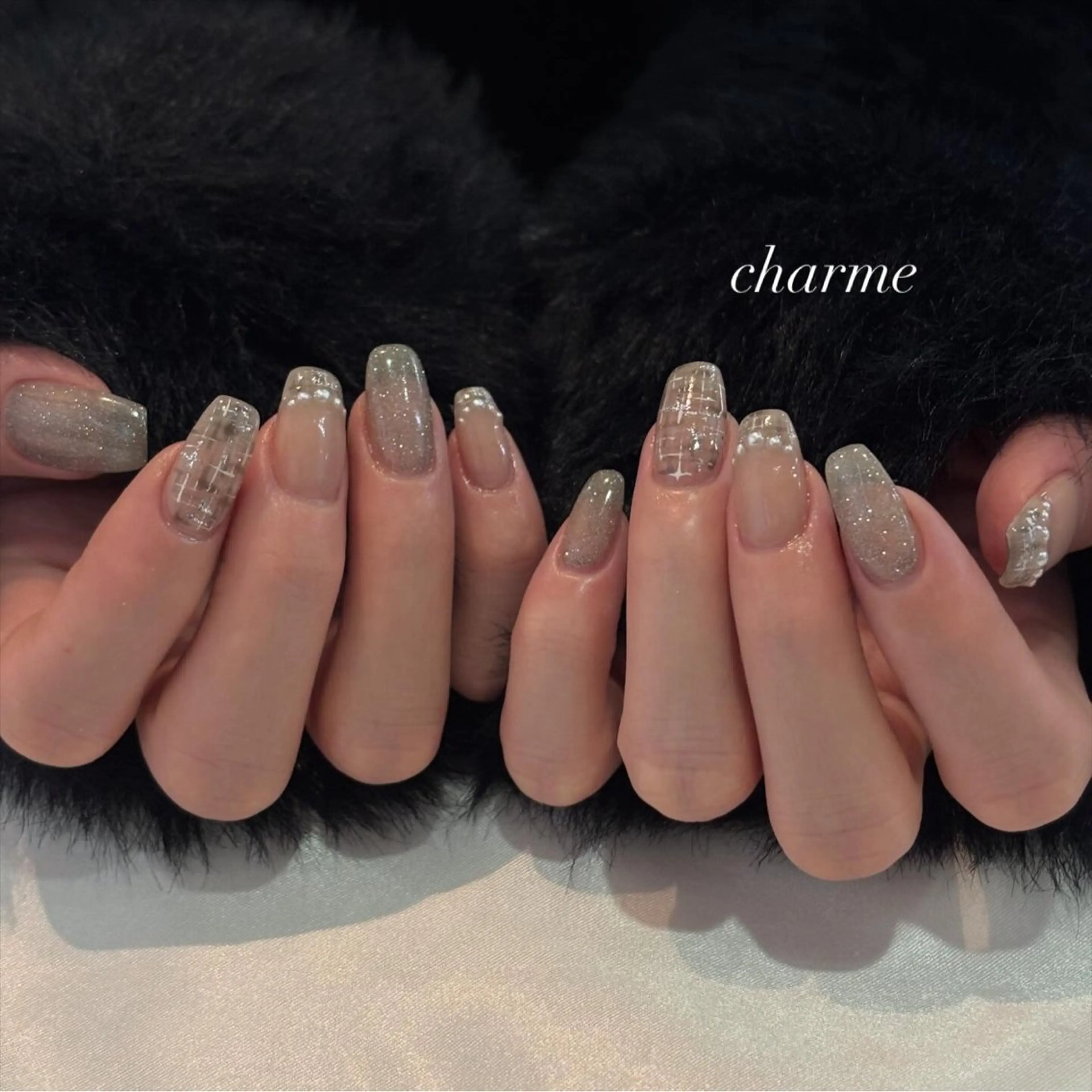 ネイル ジェルネイル ワンホンネイル 冬ネイル charme nailのネイルデザイン