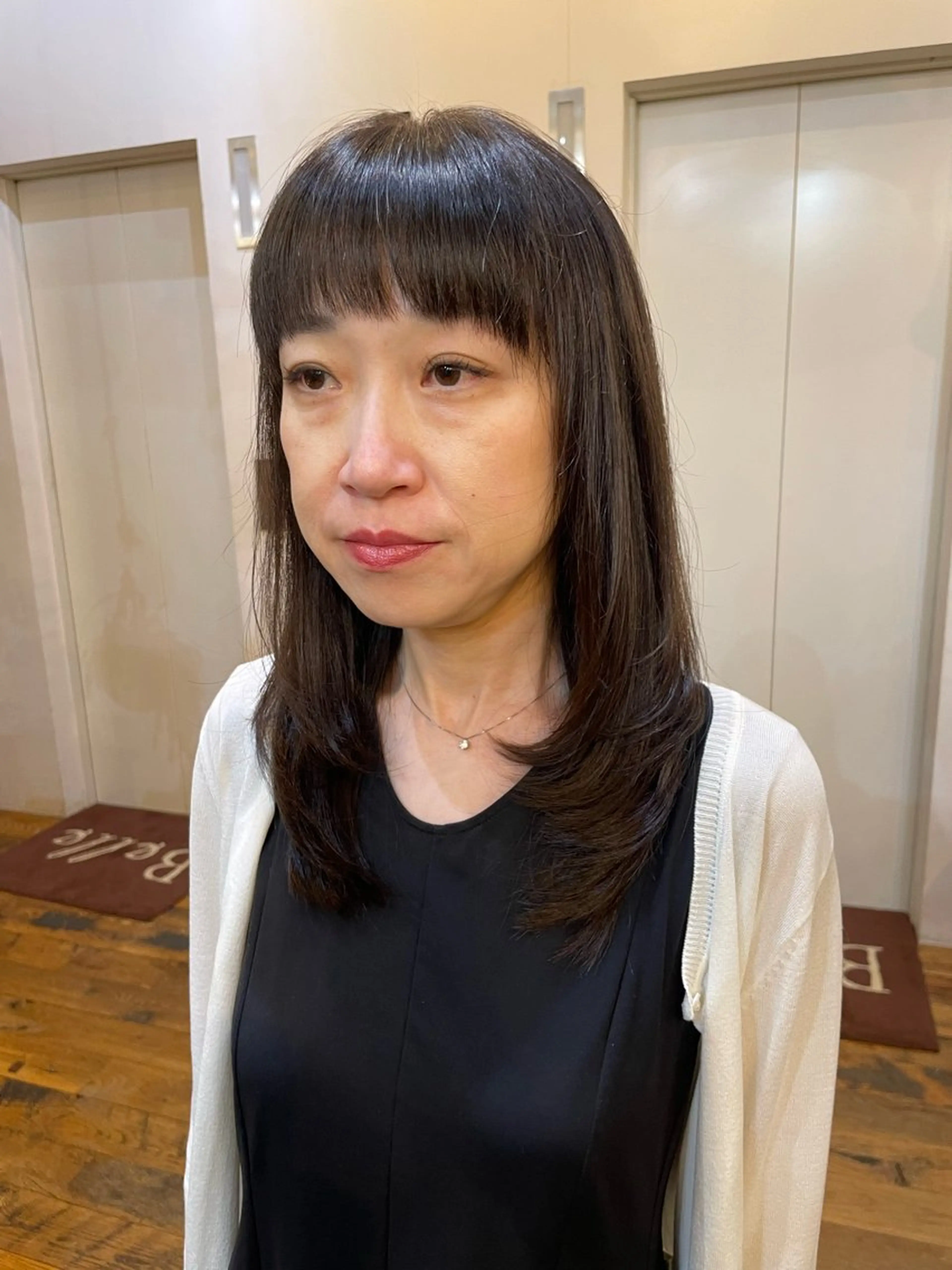 セミロング 顔周りカット レイヤーカット 似合わせカット‪// 鶴我万唯華のヘアスタイル