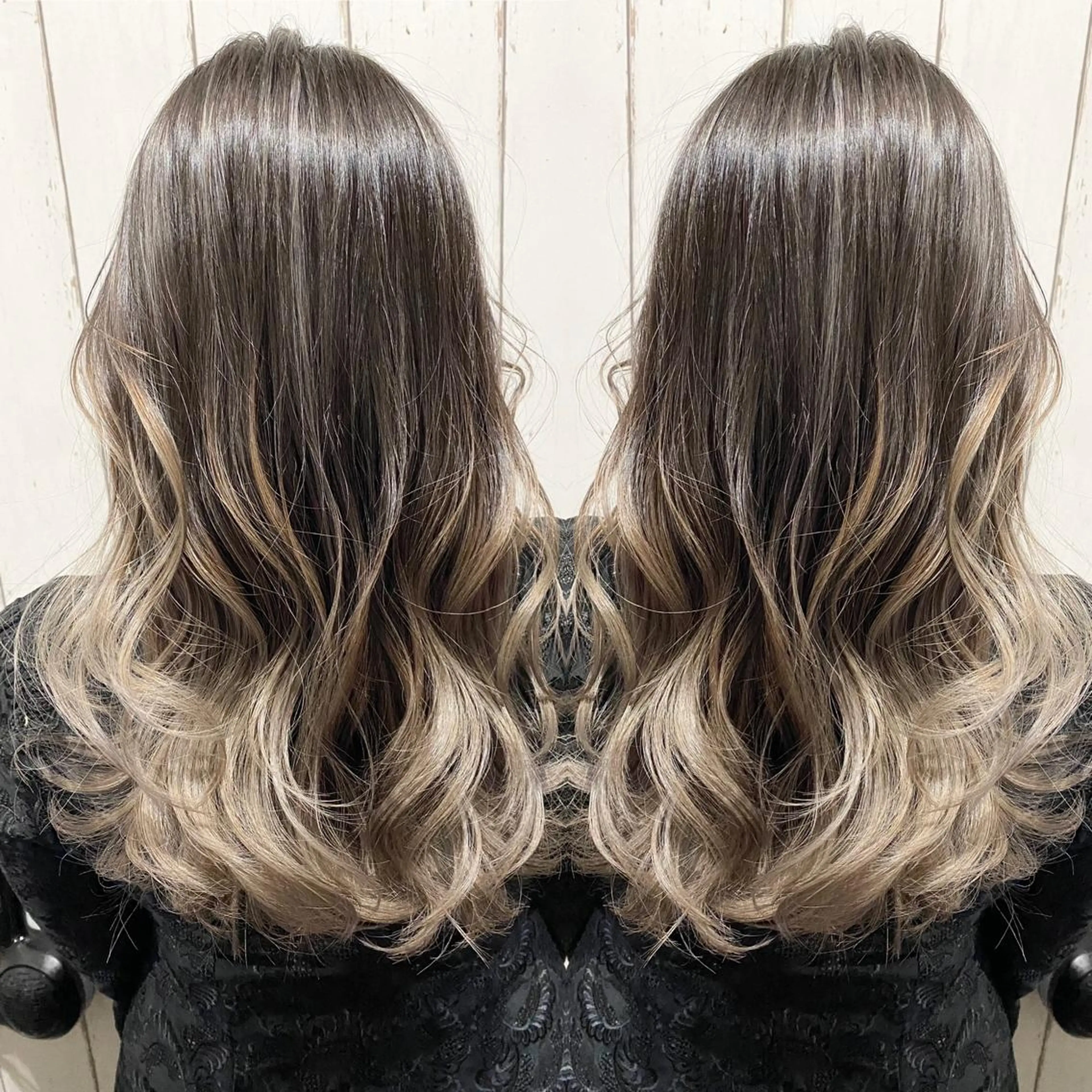 ミディアム アッシュ ハイライト 髪質改善 韓国風ヘア レイヤーカット カット ヘアカラー トリートメント 👑指名率No.1 👑坂口飛翔のヘアスタイル