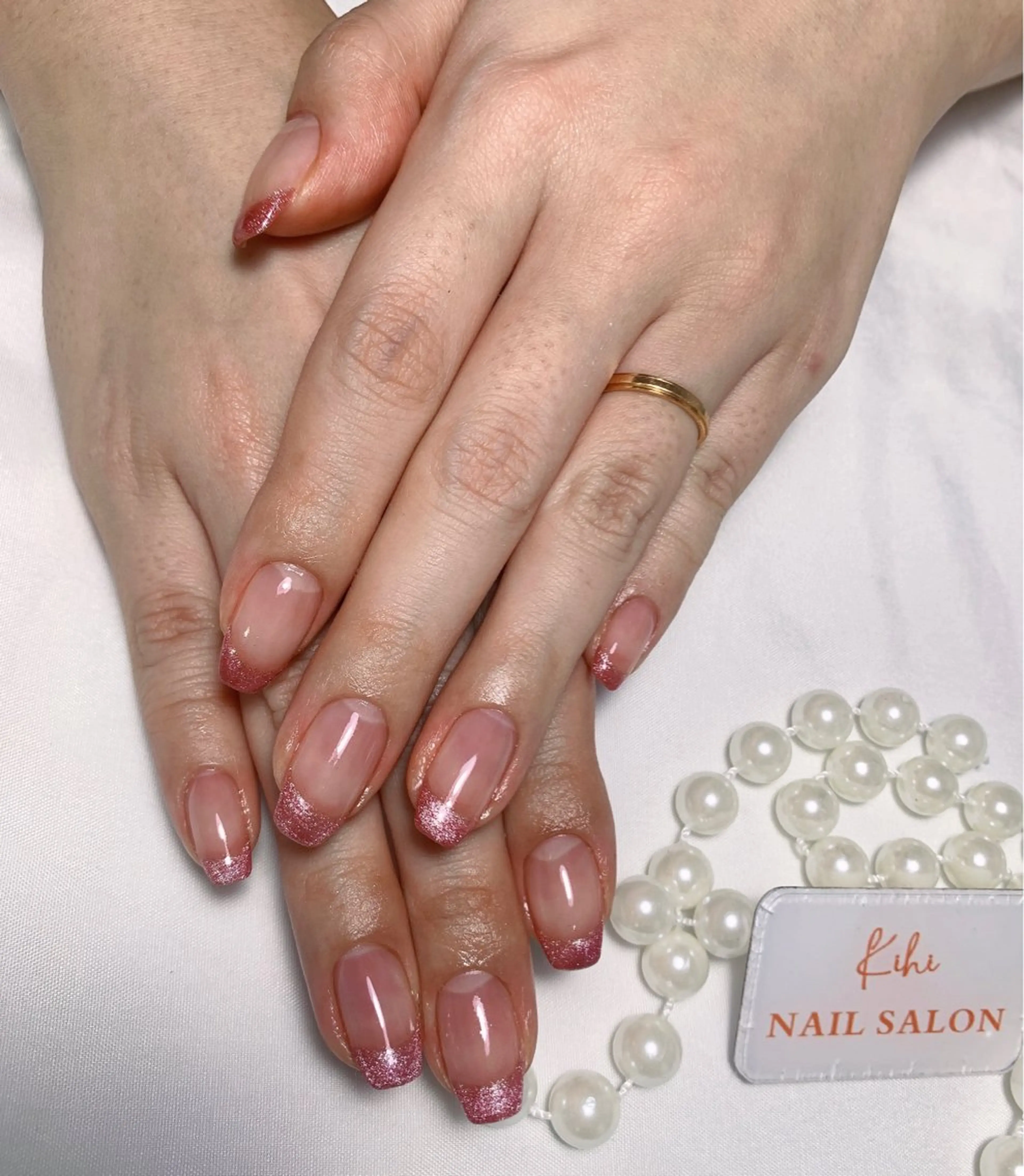 ネイル フレンチネイル マグネットネイル マグネットフレンチ 福島 みきのネイルデザイン