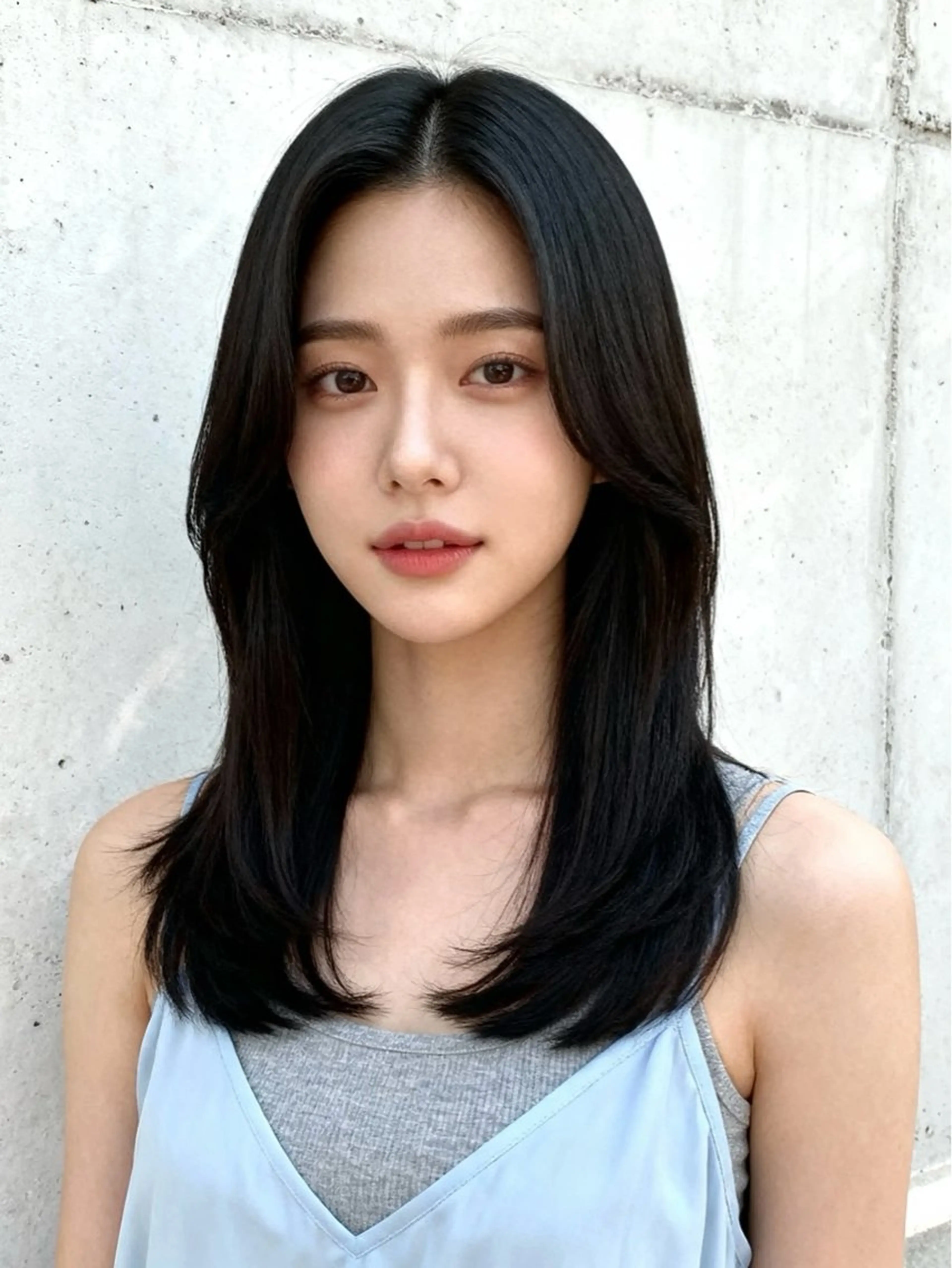 セミロング くびれヘア 顔まわりレイヤー 韓国風ヘア レイヤーカット 小顔カット カット ヘアカラー 韓国レイヤーカット 🫧大阪梅田レイヤーのヘアスタイル