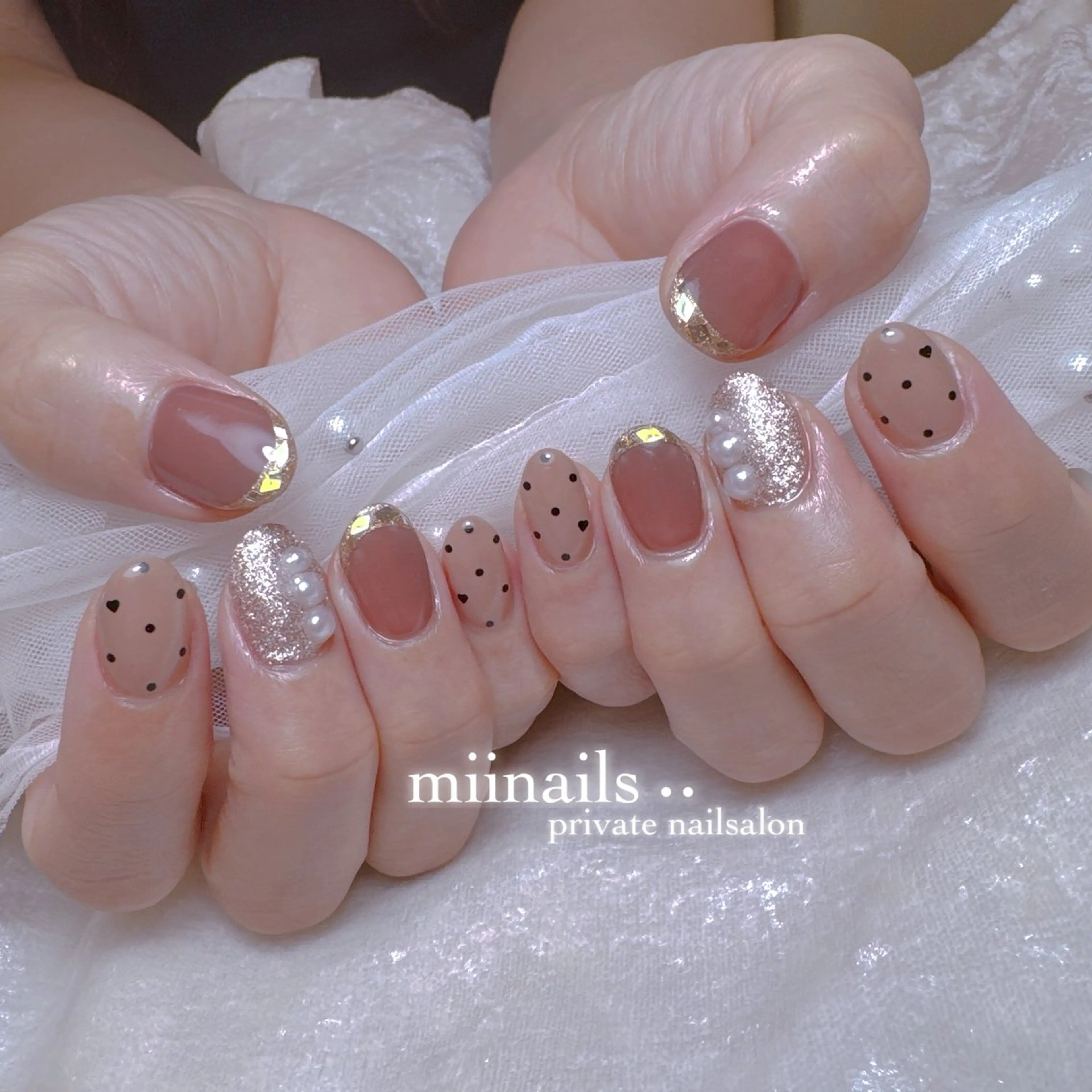 ネイル ドット 韓国ネイル ワンホンネイル ハンドネイル nailsalon miinailsのネイルデザイン