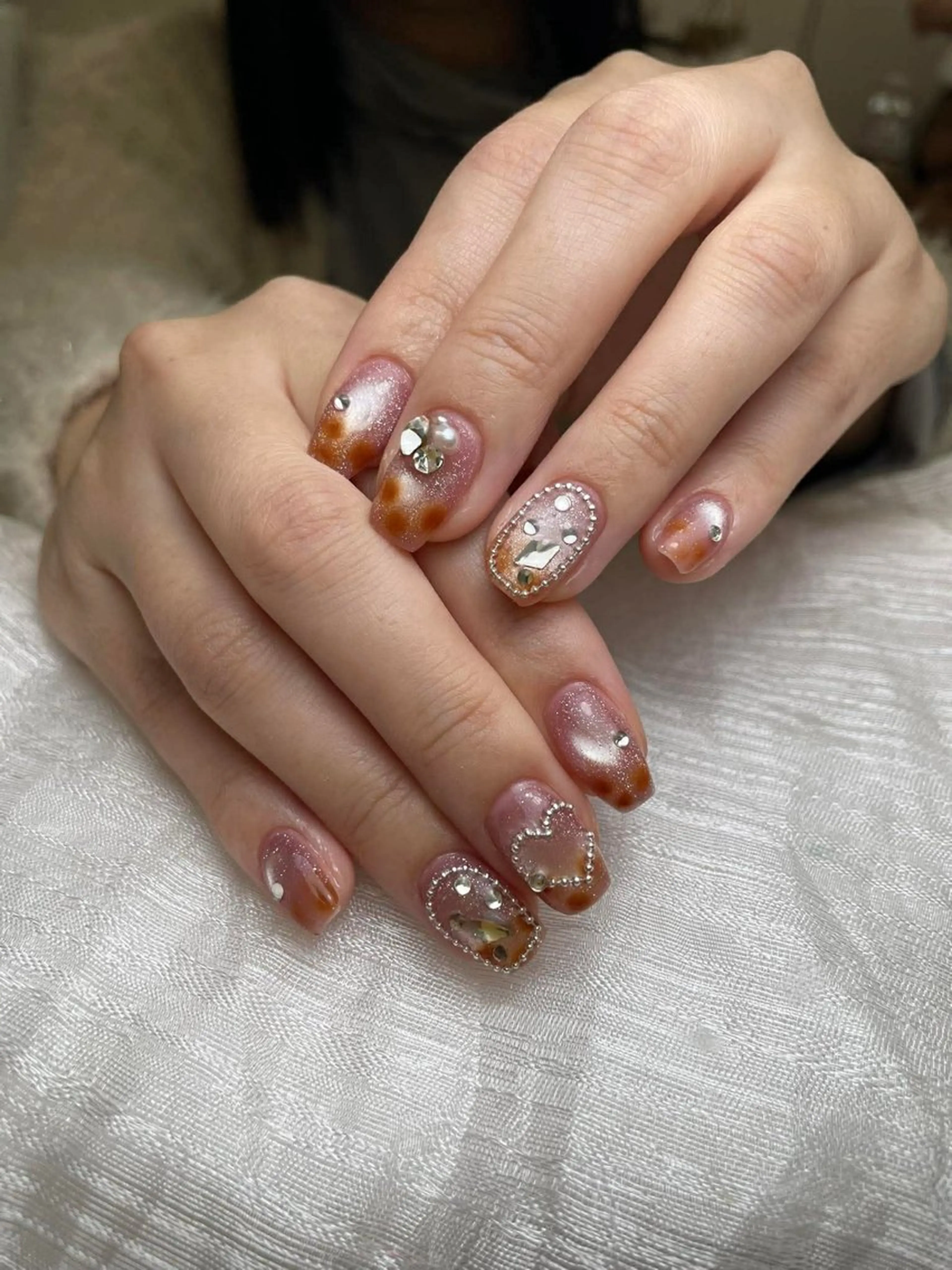 ネイル フレンチネイル ジェルネイル ガーリー 韓国ネイル ロングネイル ハンドネイル NieNail Nezukoのネイルデザイン