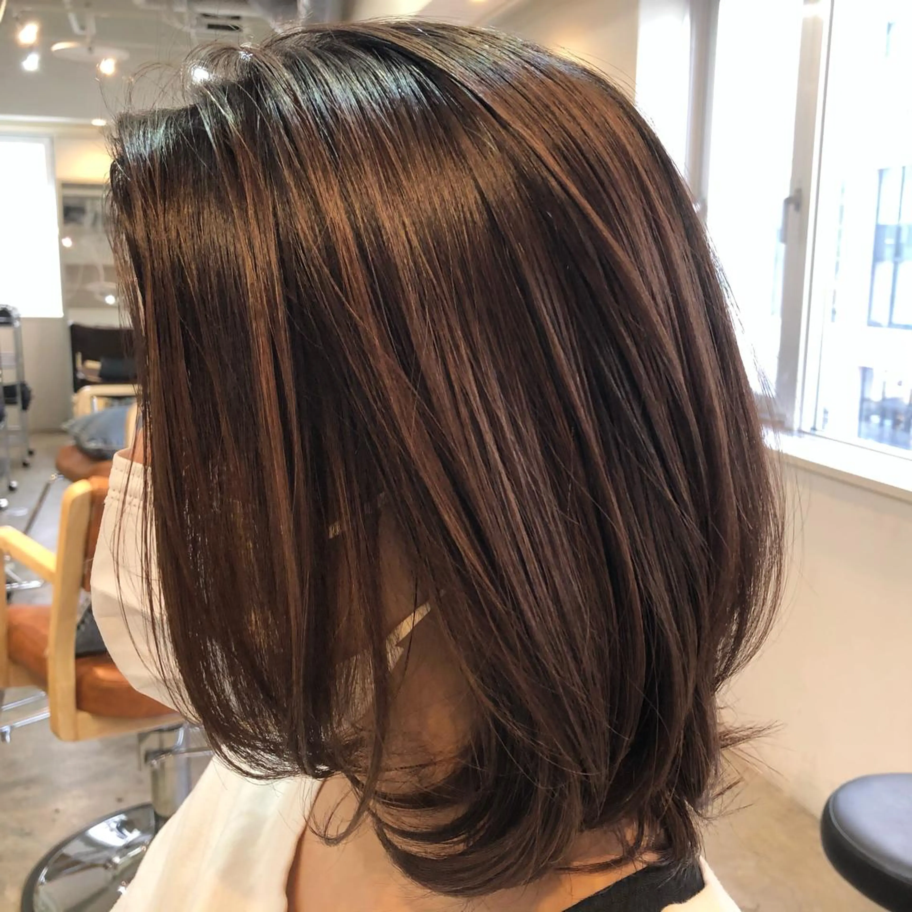 ミディアム カラー アッシュ ピンクカラー 江里 太介のヘアスタイル