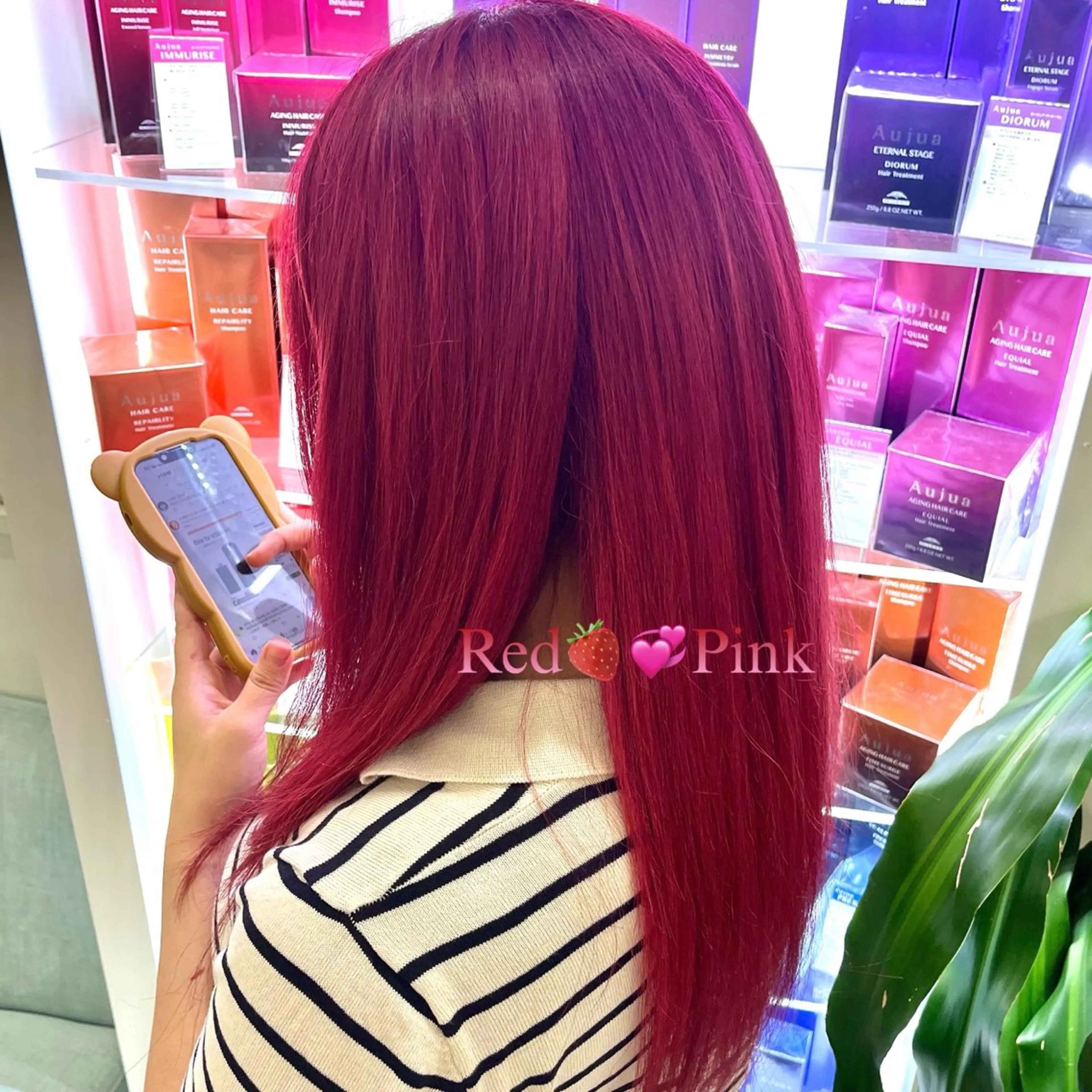 ロング カラー ピンクカラー レッドカラー KISEI ふうかのヘアスタイル