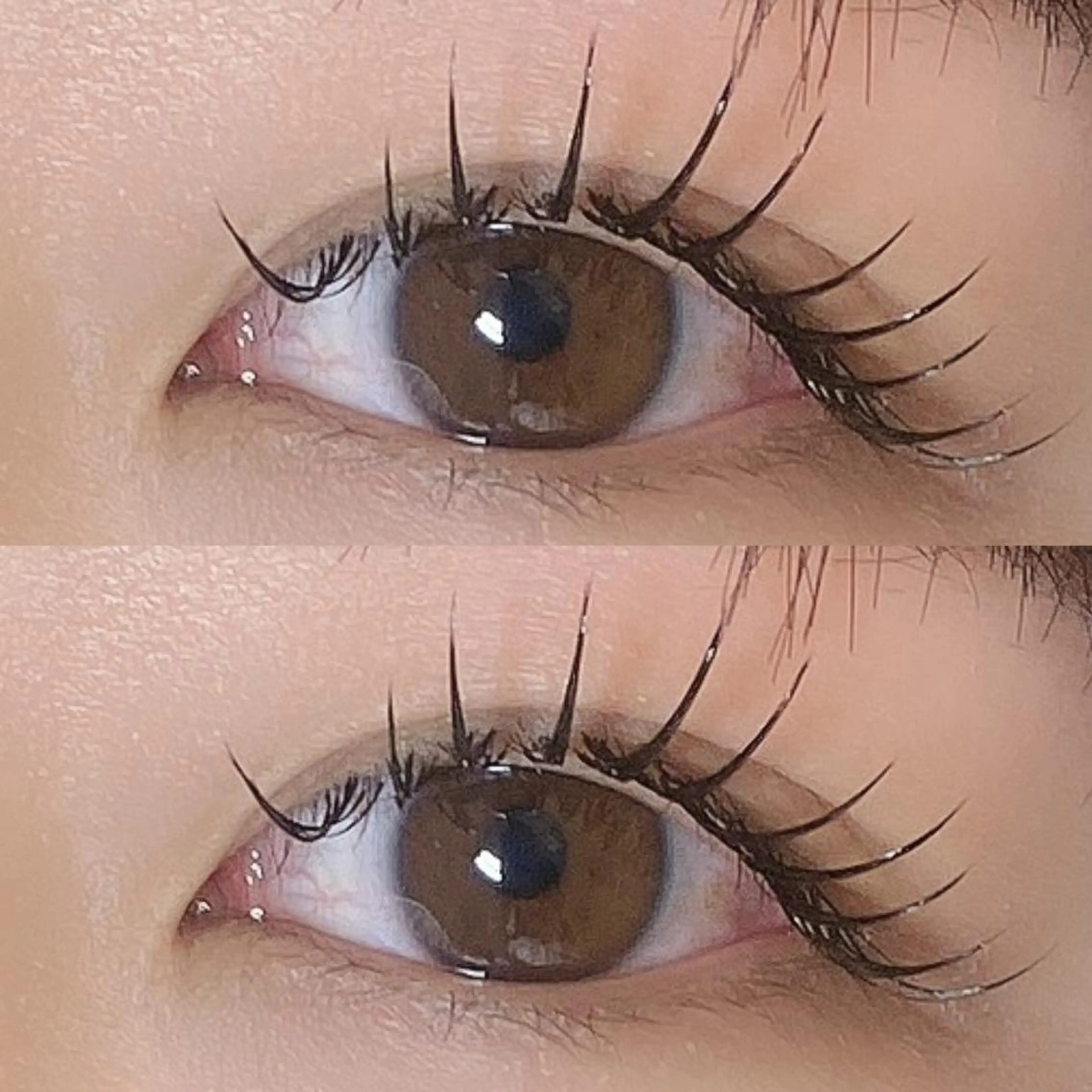 マツエク・マツパ 束感まつ毛 フラットラッシュ 韓国風マツエク パリジェンヌラッシュリフト ボリュームラッシュ 肌に馴染むハイトーン /ミルクティーカラーのヘアスタイル