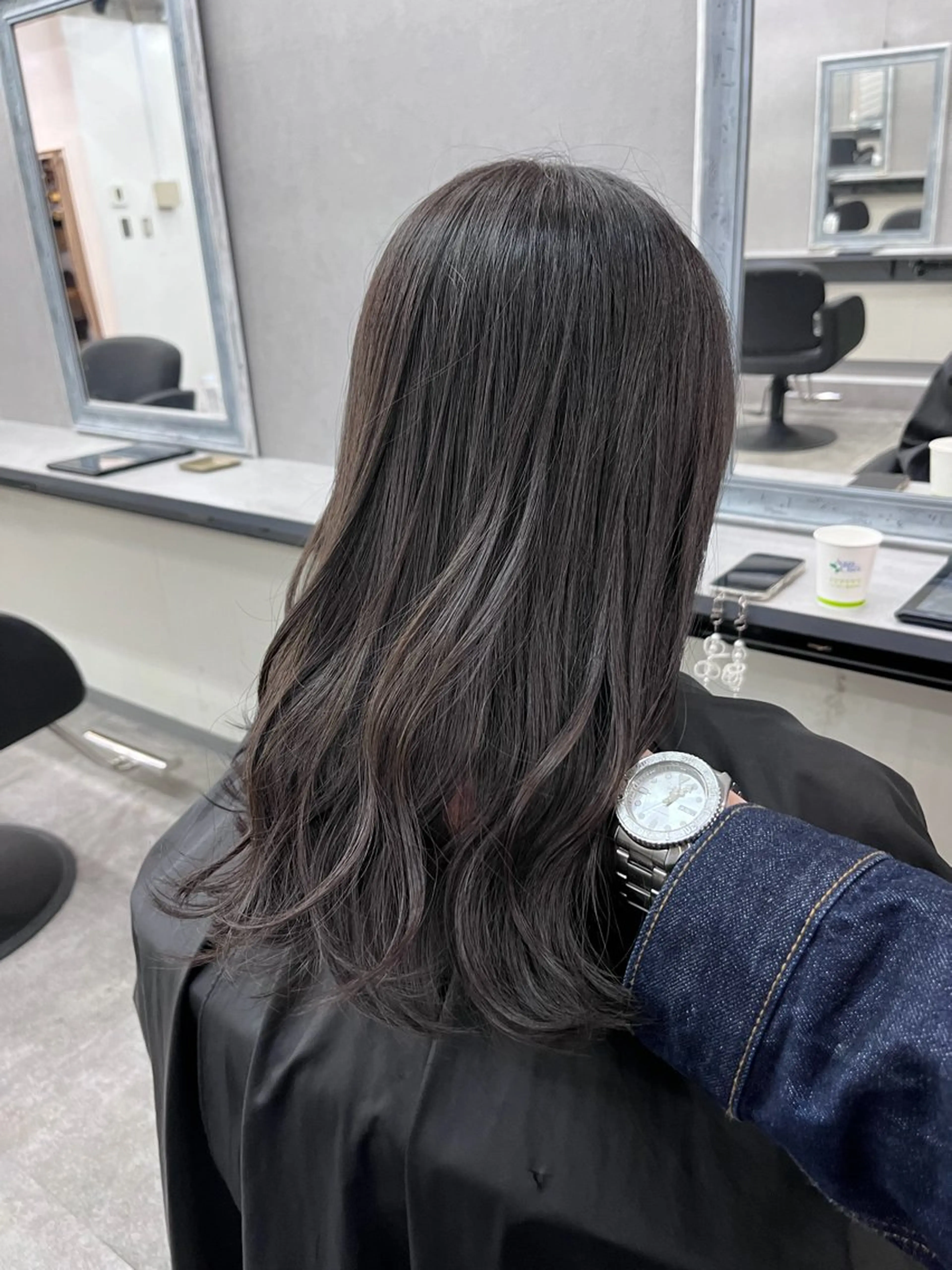 ミディアム カラー グレージュ メンズパーマ ヘアカラー大成のヘアスタイル