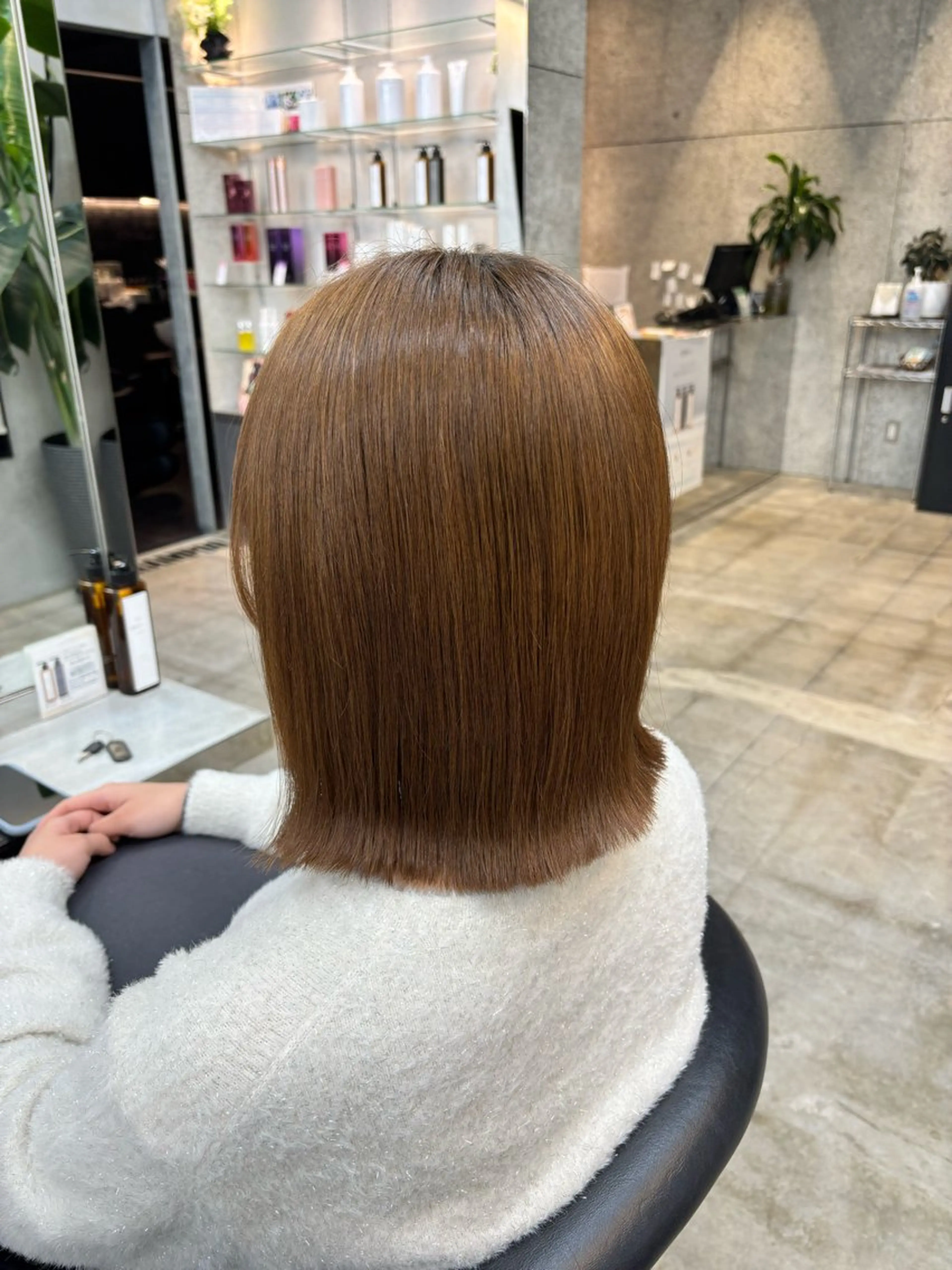 ミディアム 切りっぱなしボブ ボブ 🌷艶感カラー🌷 富施 優花のヘアスタイル