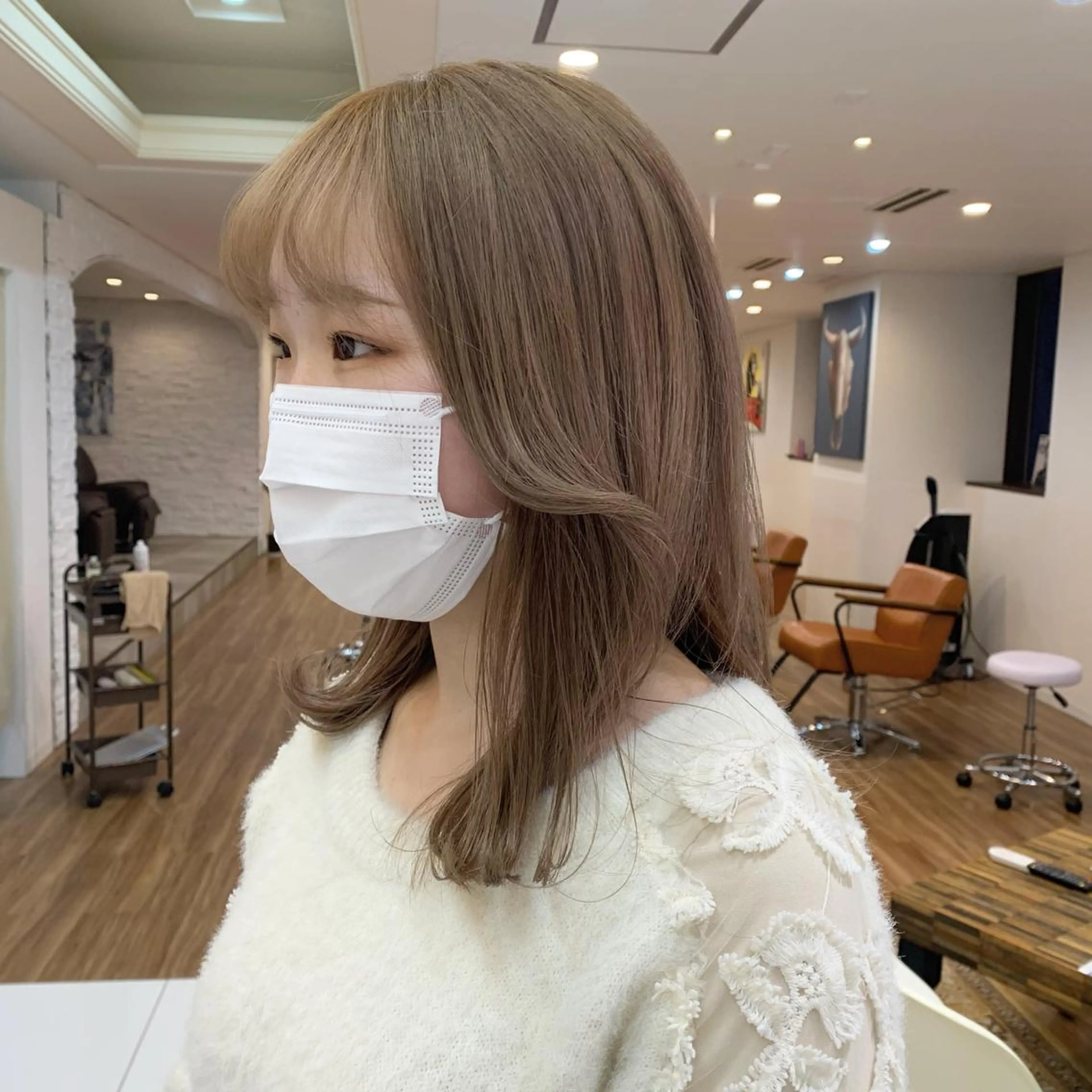 ミディアム 顔まわりレイヤー レイヤーカット 【韓国風くびれヘア】 joule小木曽輝のヘアスタイル