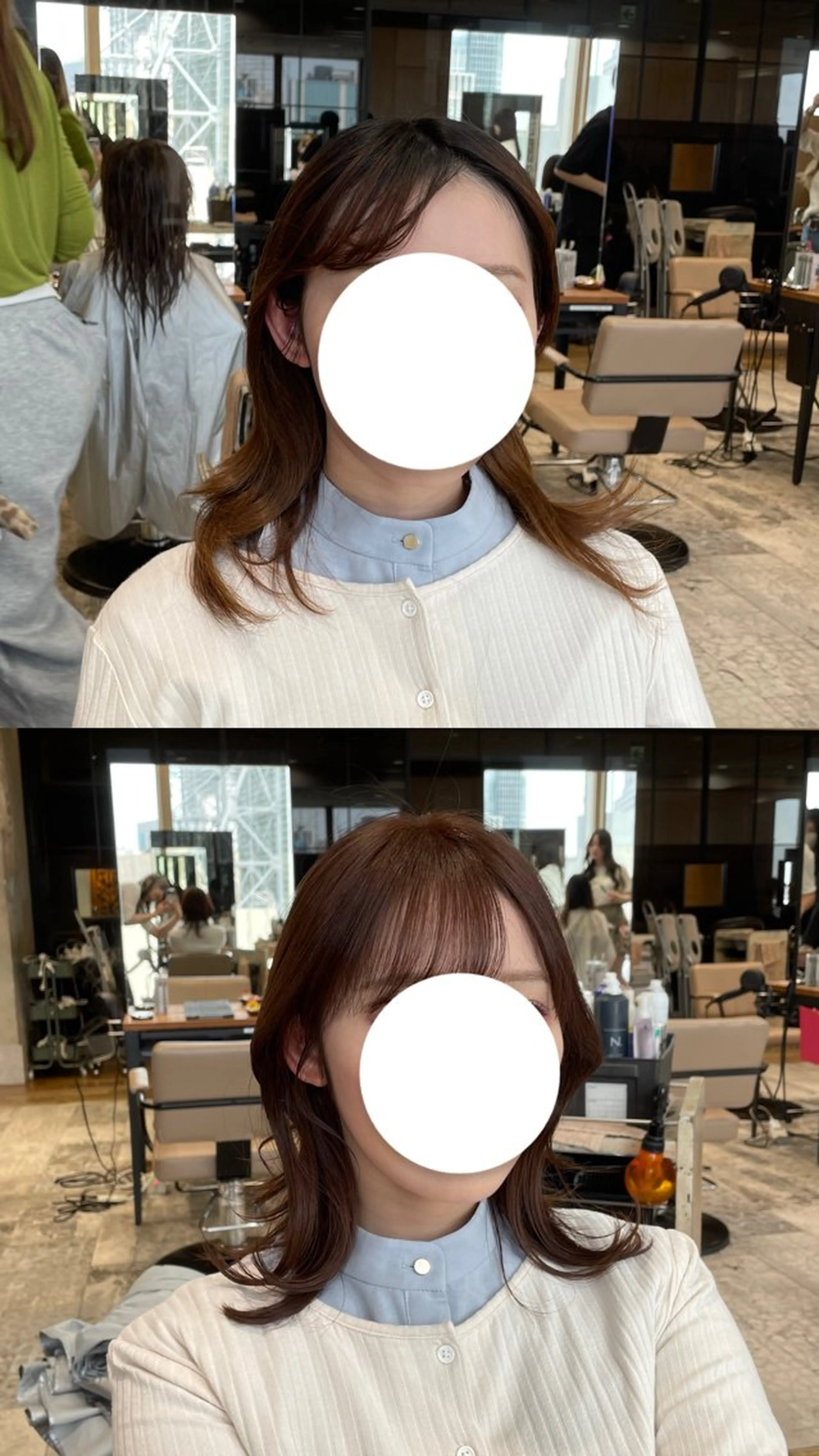 セミロング 顔周りカット レイヤーカット カット ヘアカラー トリートメント レイヤーカット/ アレンジ/うみのヘアスタイル