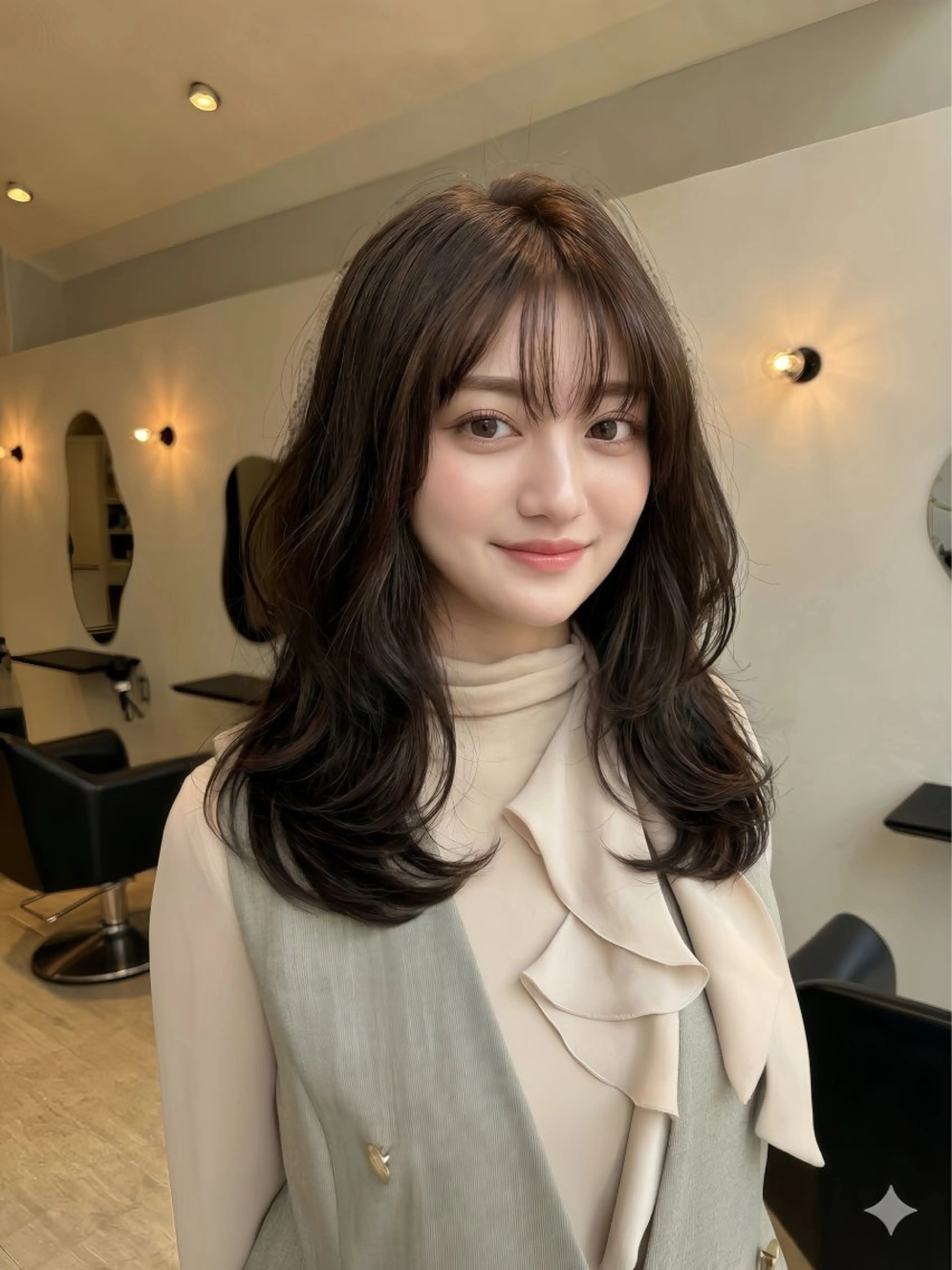 ミディアム パーマ ボブレイヤー ミディアムパーマ ボブ 髪質改善 韓国風ヘア ヘアカラー トリートメント 天神大名抜け感パーマ ラフパーマのその他イメージ