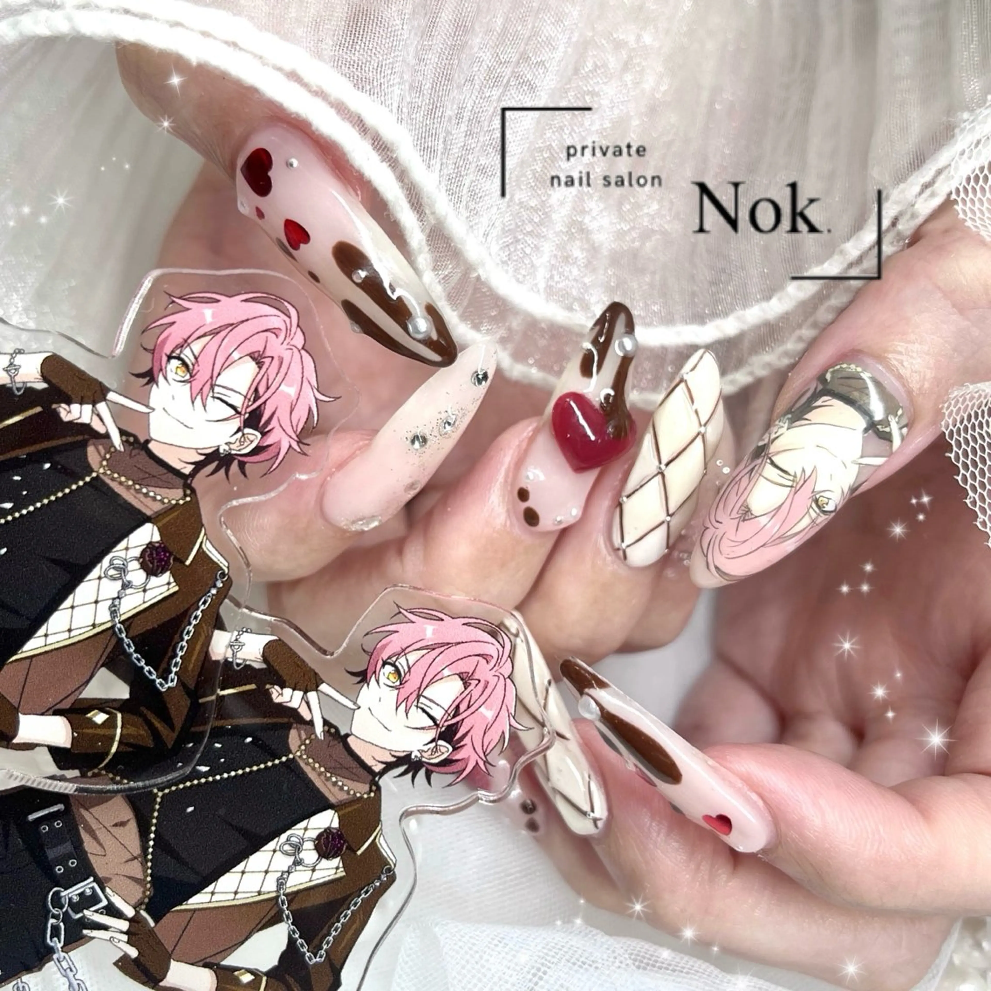 ネイル ハート ハンドネイル 池袋痛ネイル Nok. 渡辺のネイルデザイン