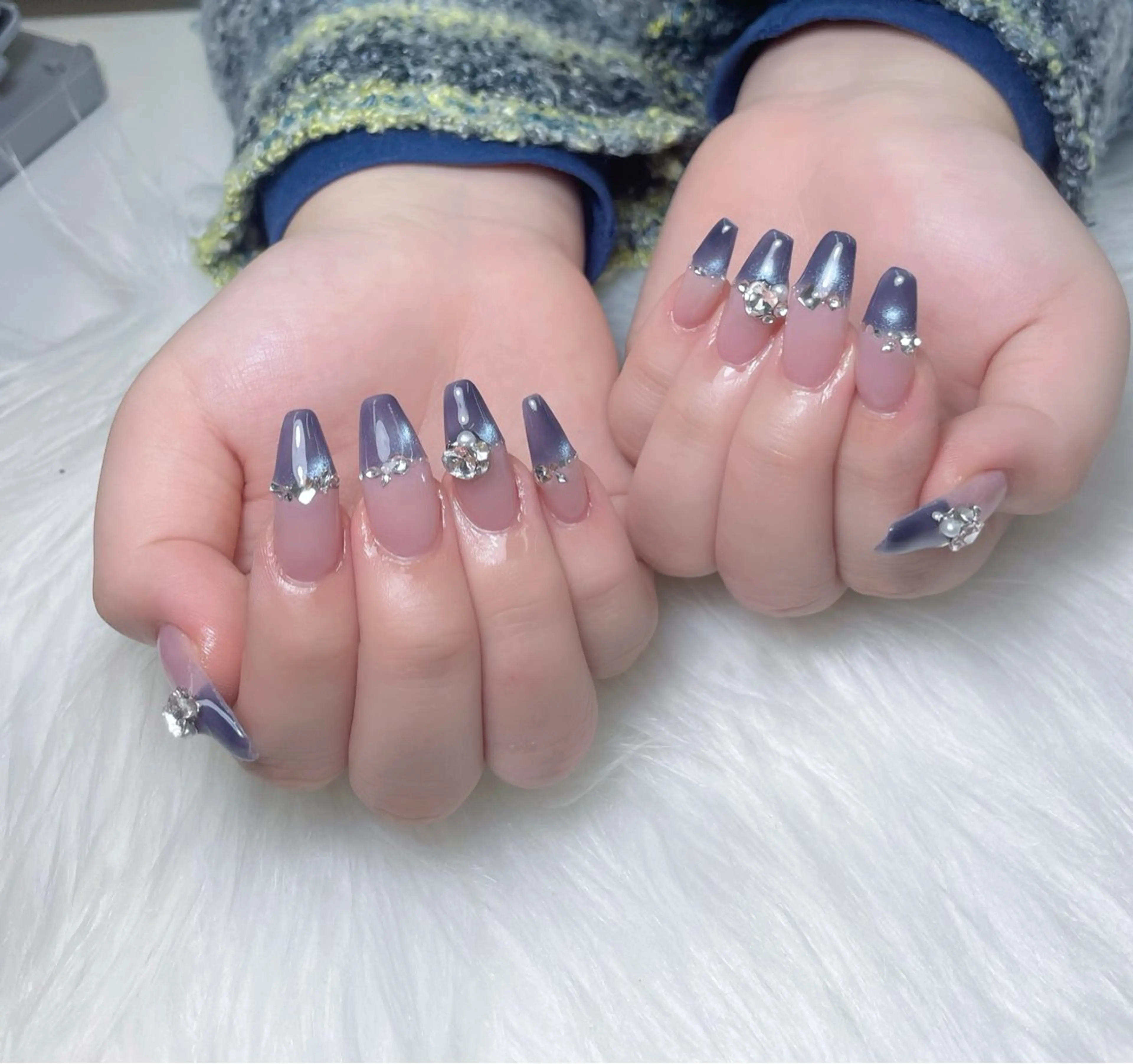 ネイル アートネイル クリアネイル ゴールド グリーン 韓国ネイル ハンドネイル King Nail_Salonのネイルデザイン