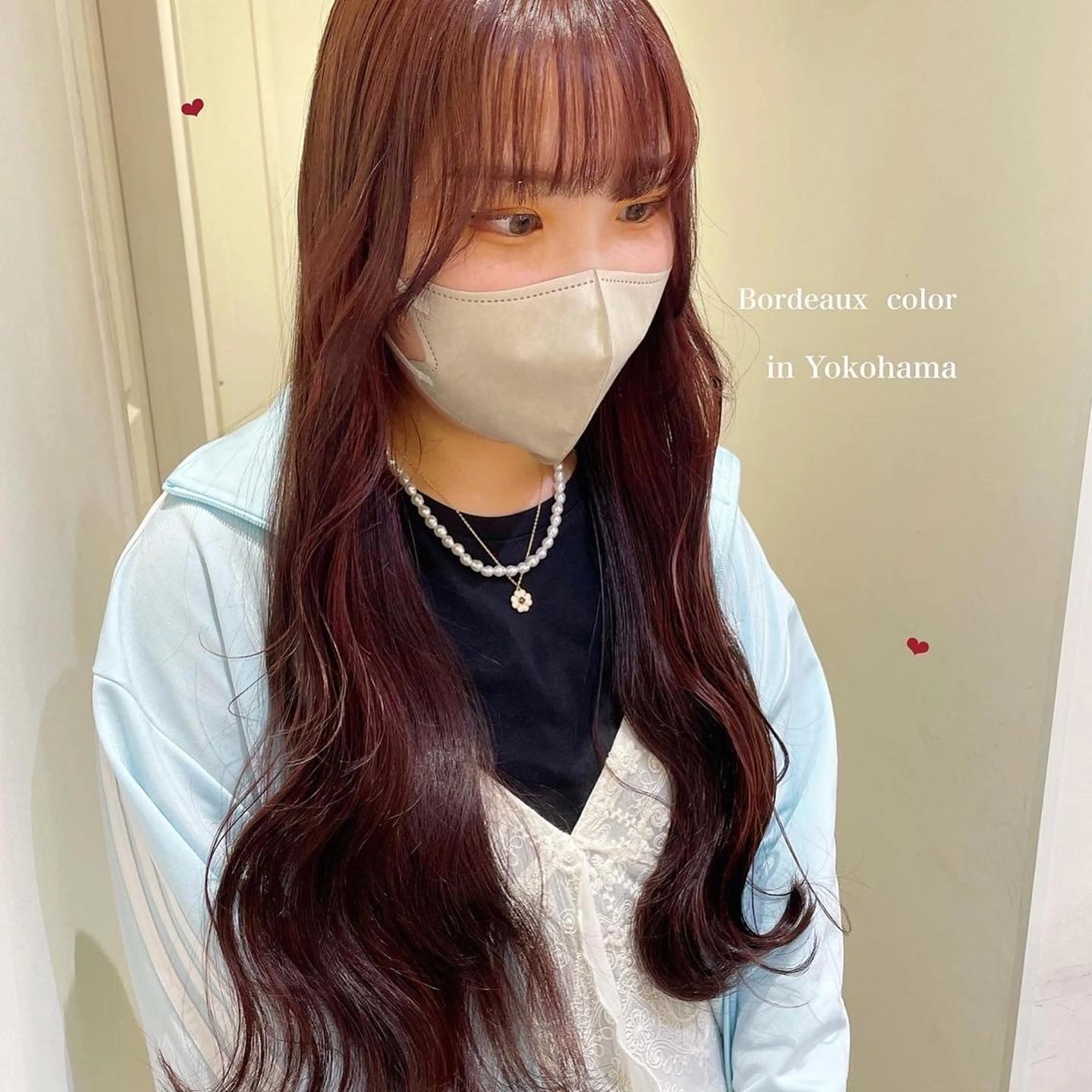 ロング カラー ブリーチ ボルドーカラー ダブルカラー ブリーチなしカラー エクステ/ハイトーン 🐏☁️miminaのヘアスタイル