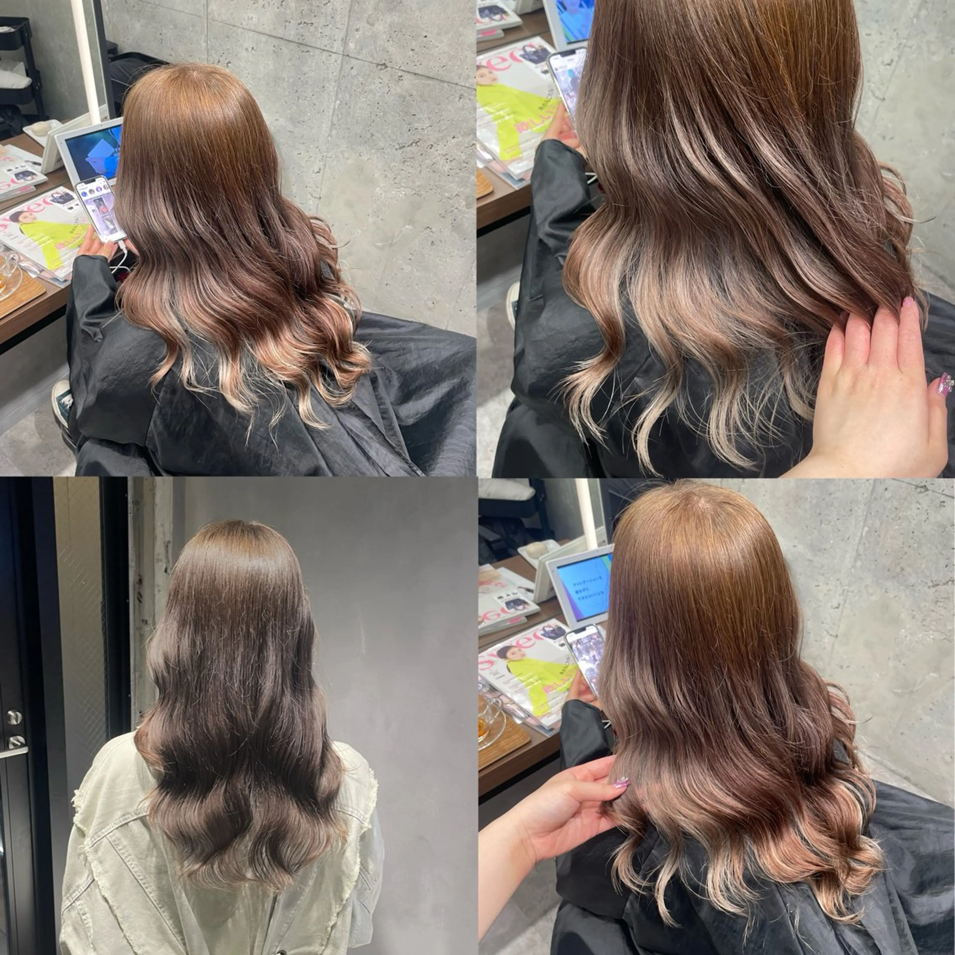 ロング カラー ブリーチ 透明感カラー ダブルカラー グレージュ ブリーチなしカラー 暖色/ハイトーン/ カラー/HBLのヘアスタイル