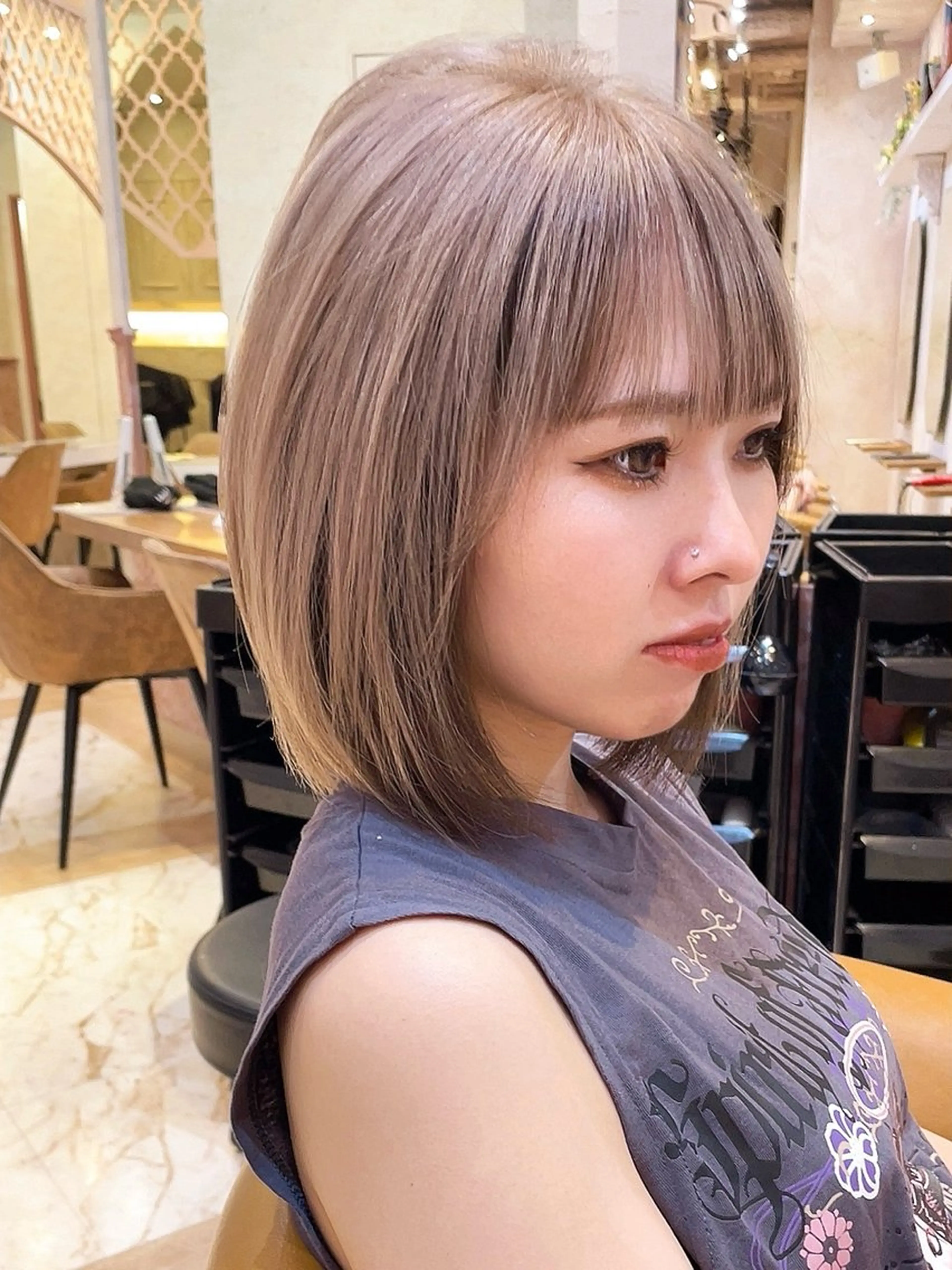 ミディアム カラー ブリーチなし 透明感カラー/艶髪のヘアスタイル