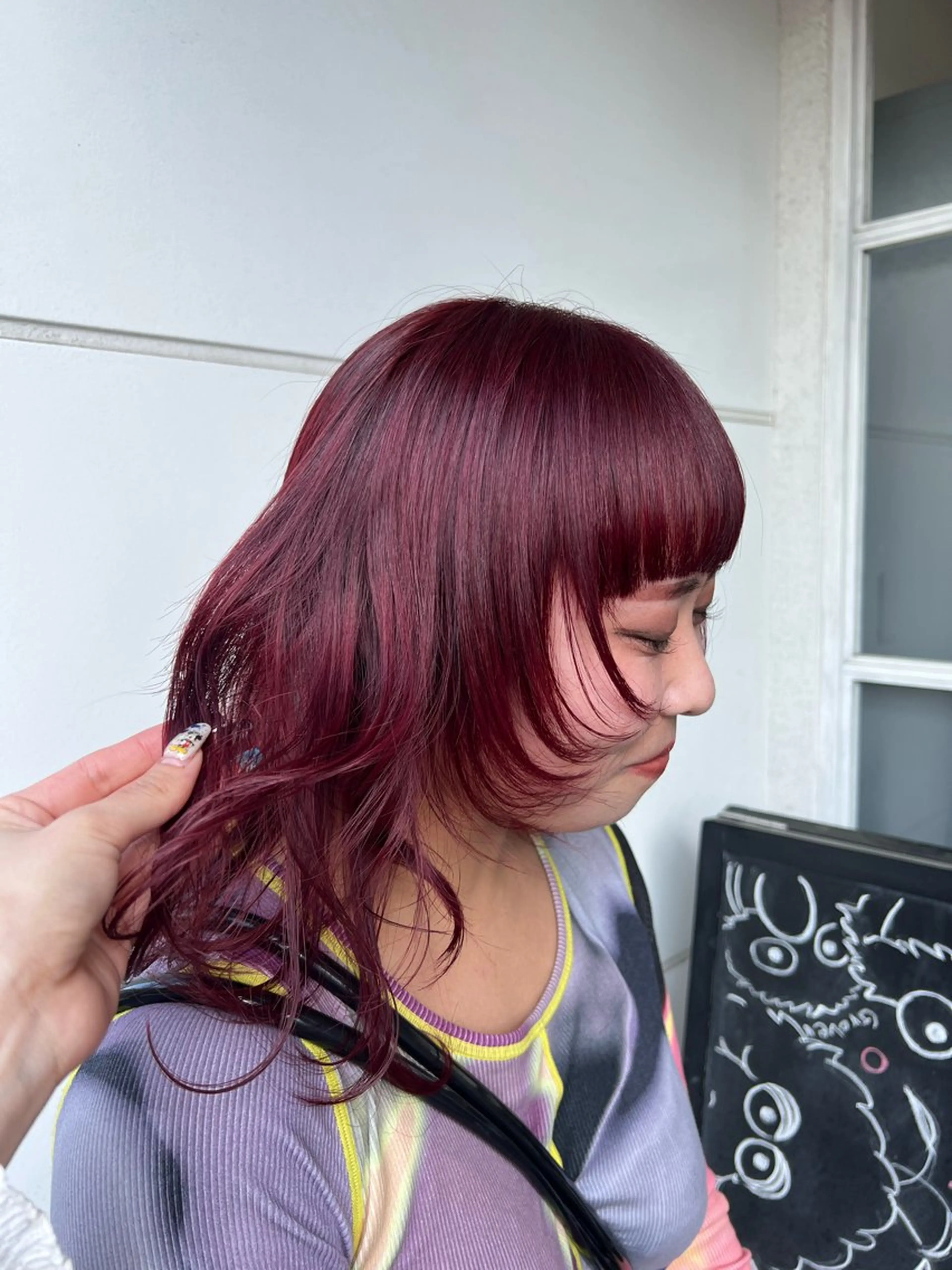 ロング カラー ブリーチ ピンクカラー ワタナベ モカ🦢ダブルカラーのヘアスタイル