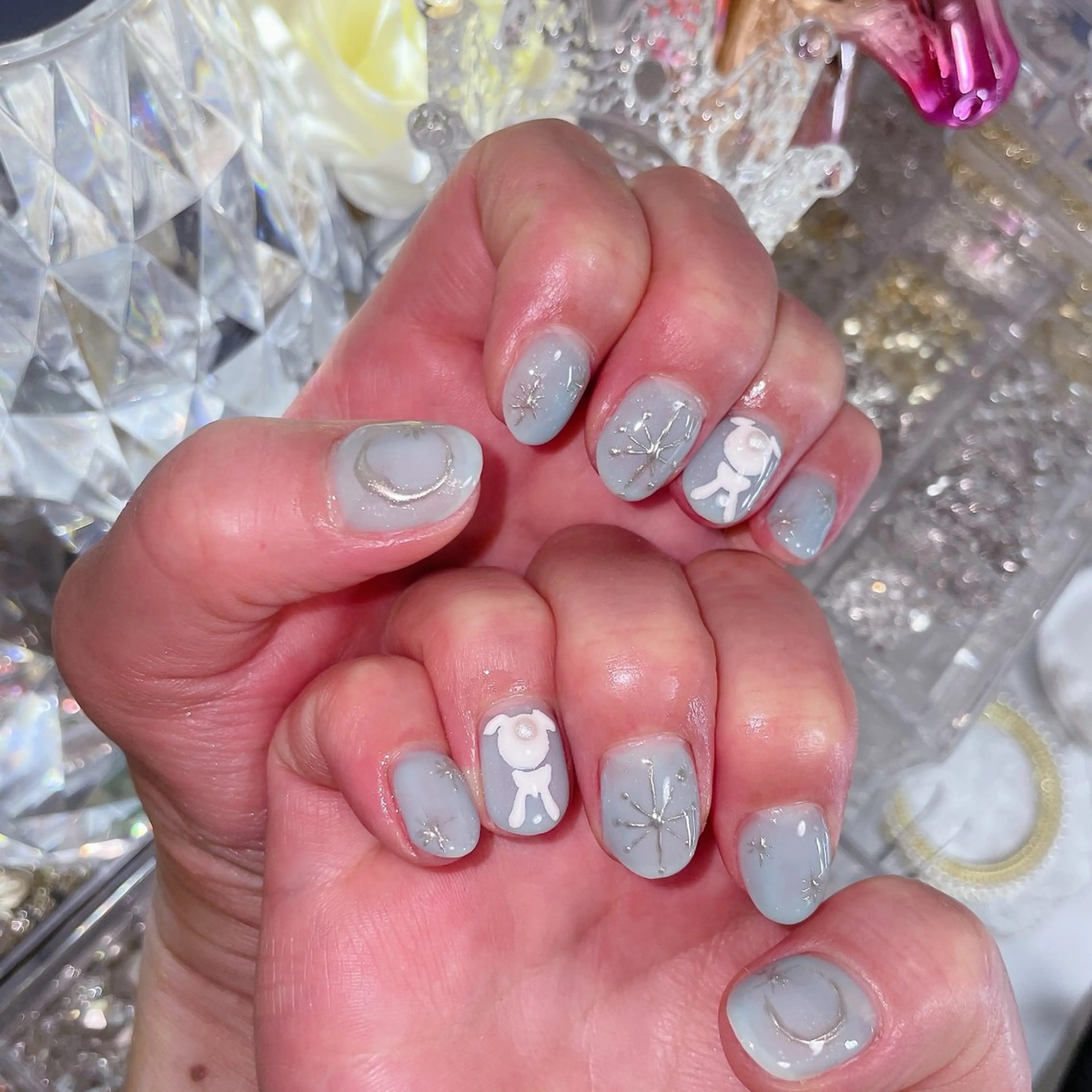 ネイル アートネイル オーロラネイル チークネイル 長さ出し フラッシュネイル misun_ nailのネイルデザイン