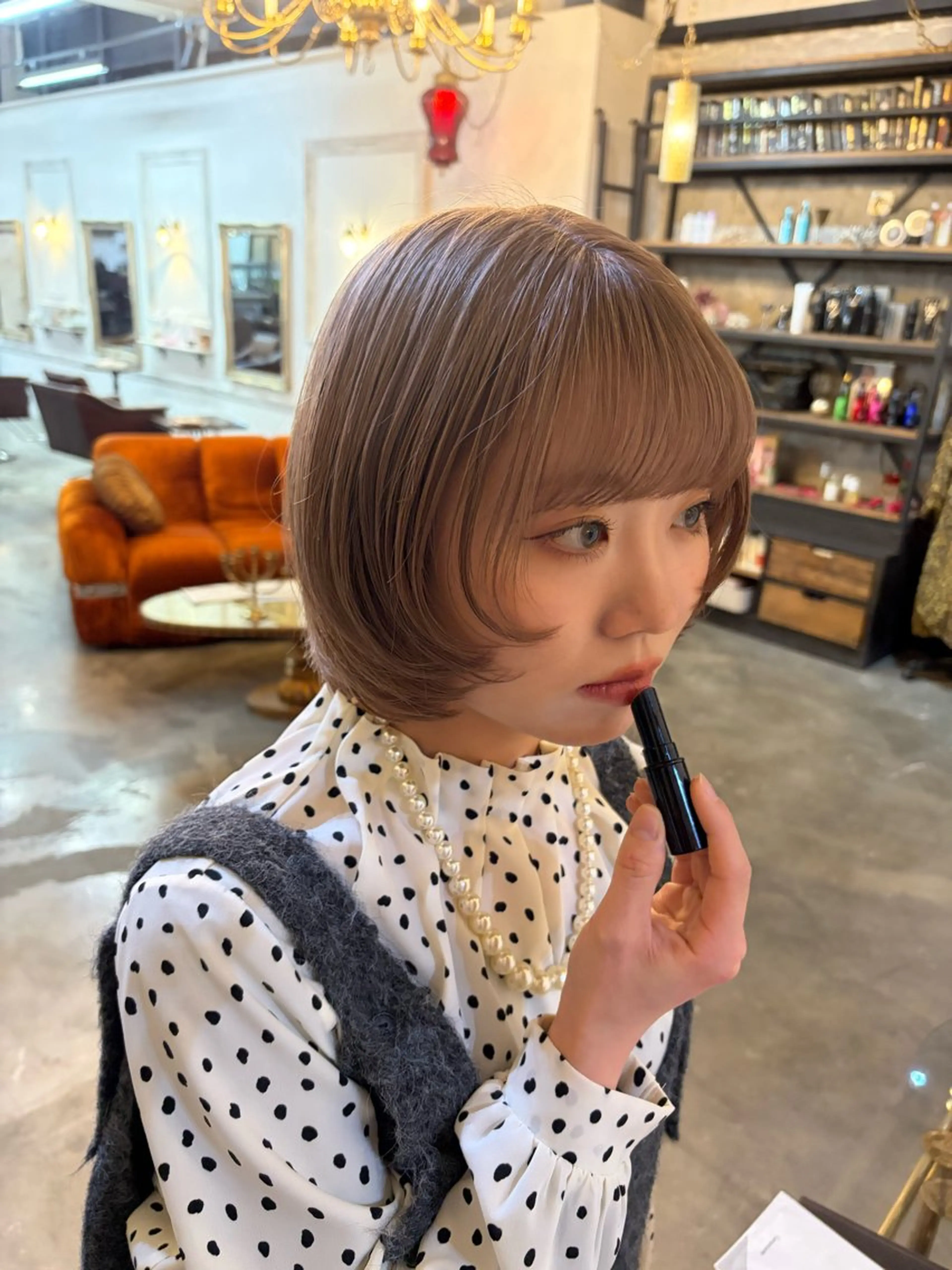 カラー ベージュカラー ピンクカラー ピンクベージュ ヘアカラー ブリーチカラー/艶髪 ストレート/はるあのヘアスタイル