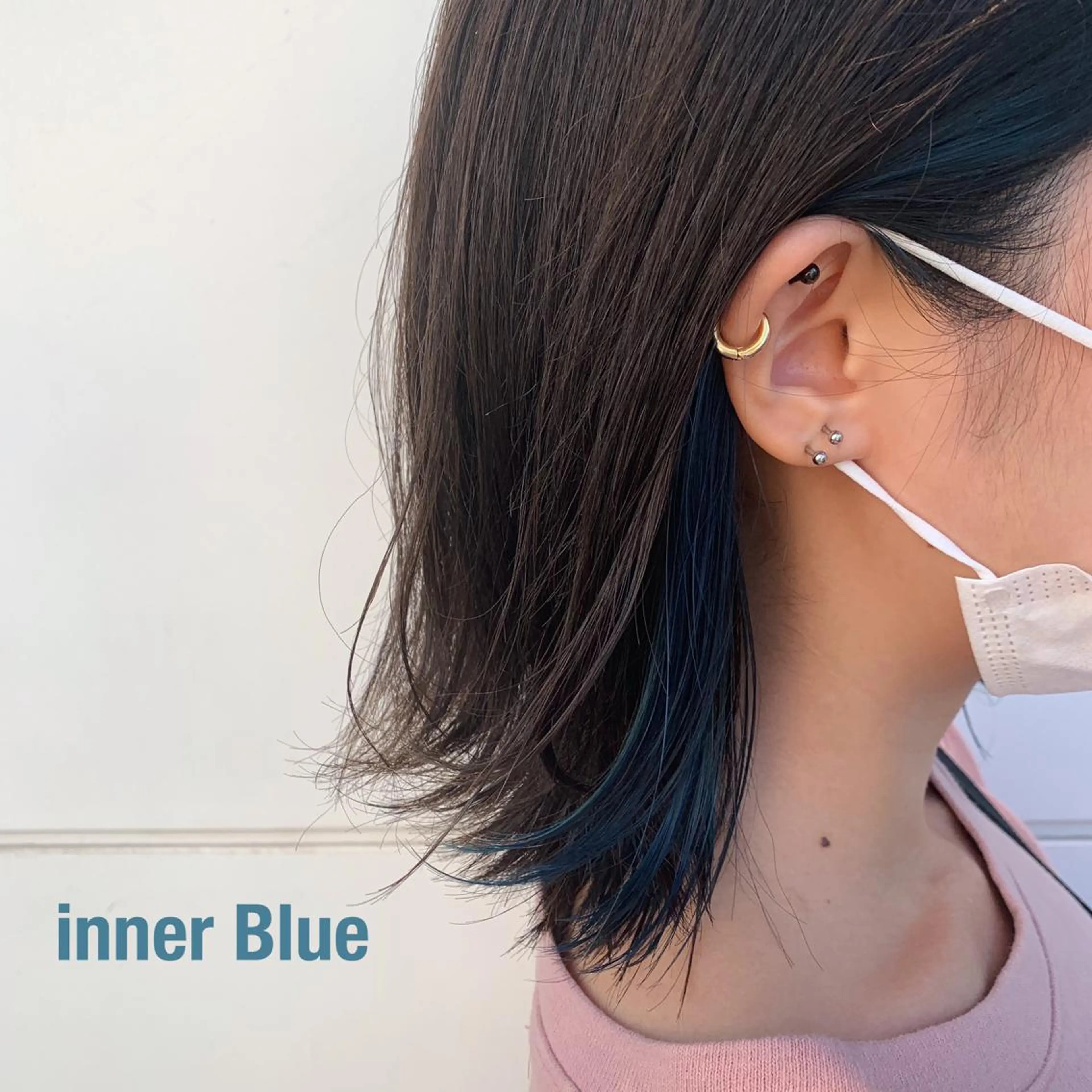 ミディアム カラー ブルーカラー RINA🧤 デザインとボブのヘアスタイル