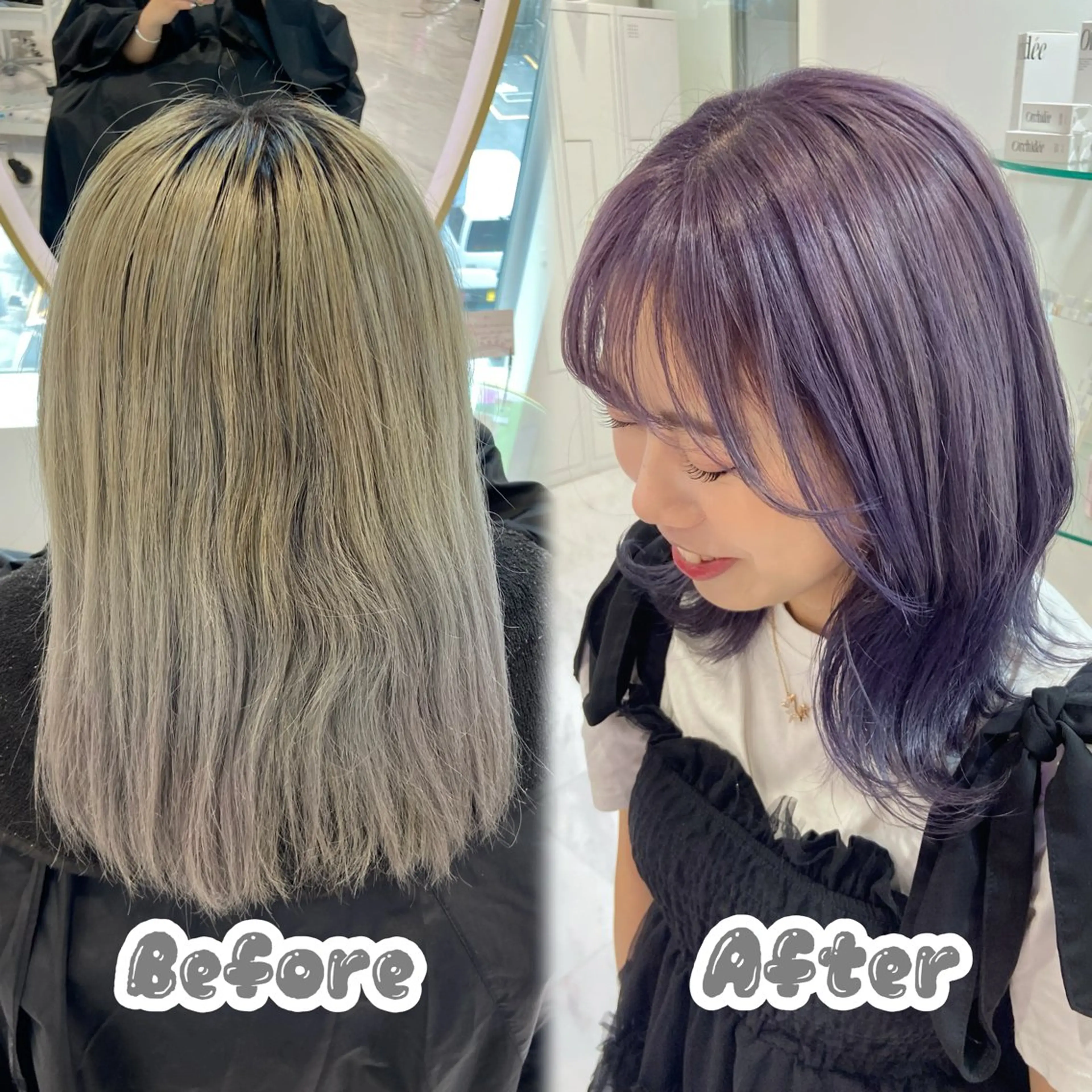 ミディアム カット ヘアカラー 名駅/ハイトーン /Y2k/YUNAのヘアスタイル