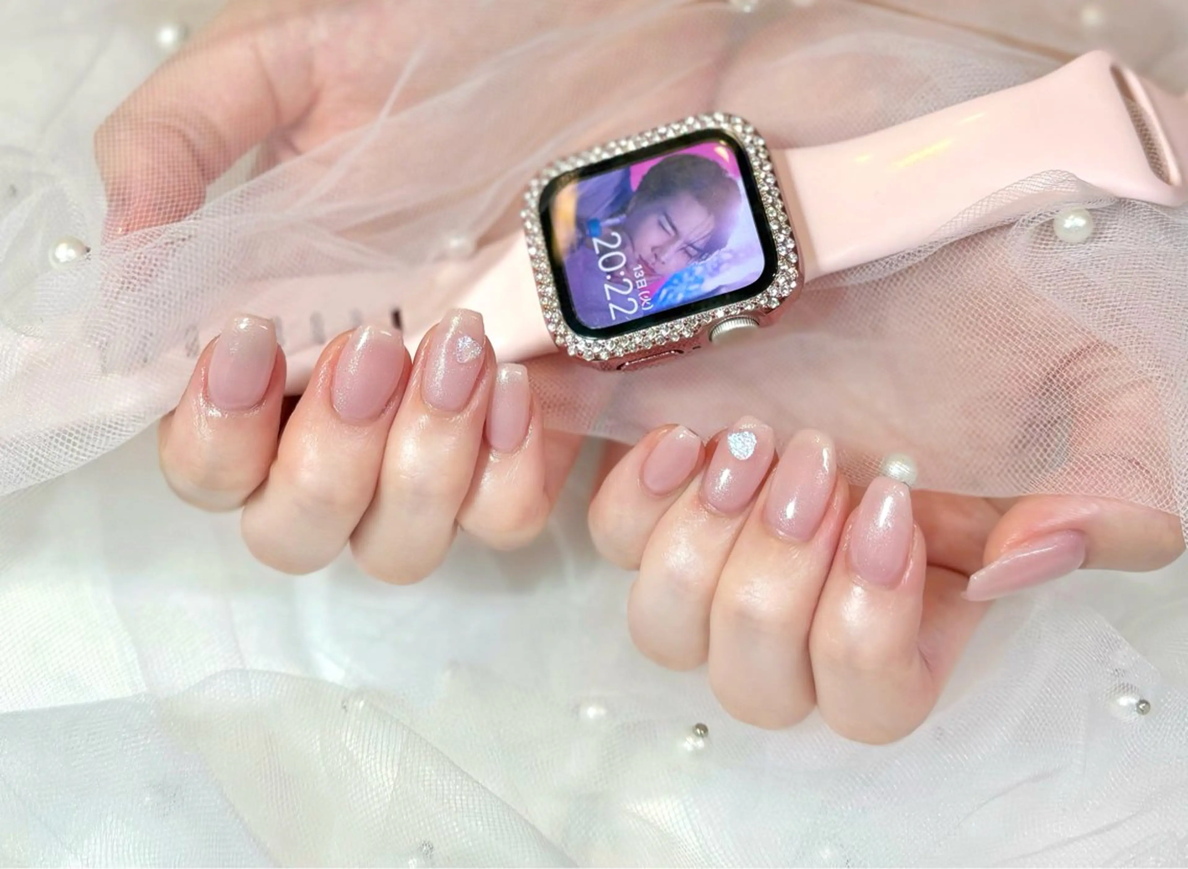 ネイル アートネイル ハート 韓国ネイル ワンカラーネイル ピンク Chat noir所属・【chatnoir】 MIYUのネイルデザイン