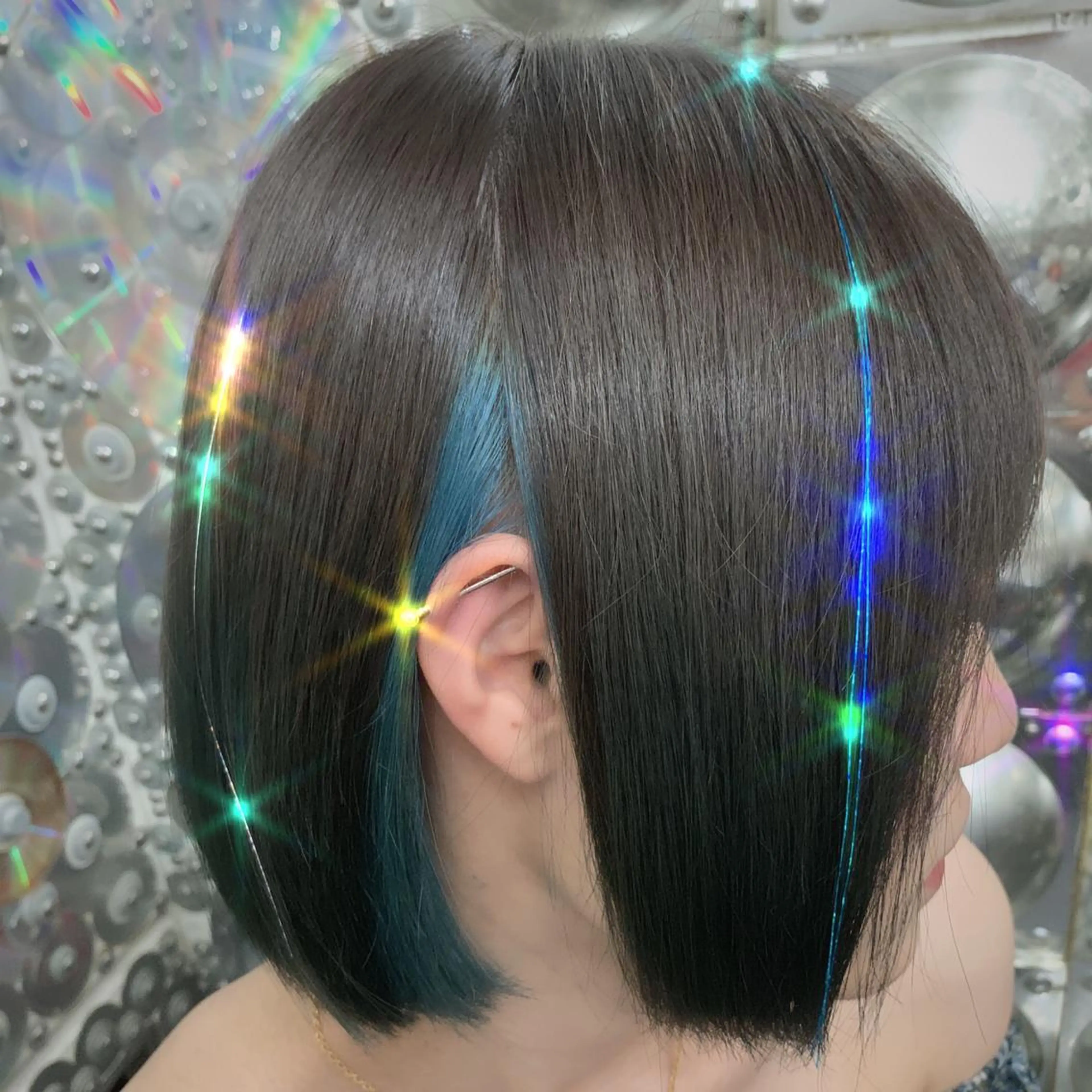 セミロング カラー ヘアアレンジ エクステ 🌈派手髪エクステ ブレイズ🌈ひろとのヘアスタイル