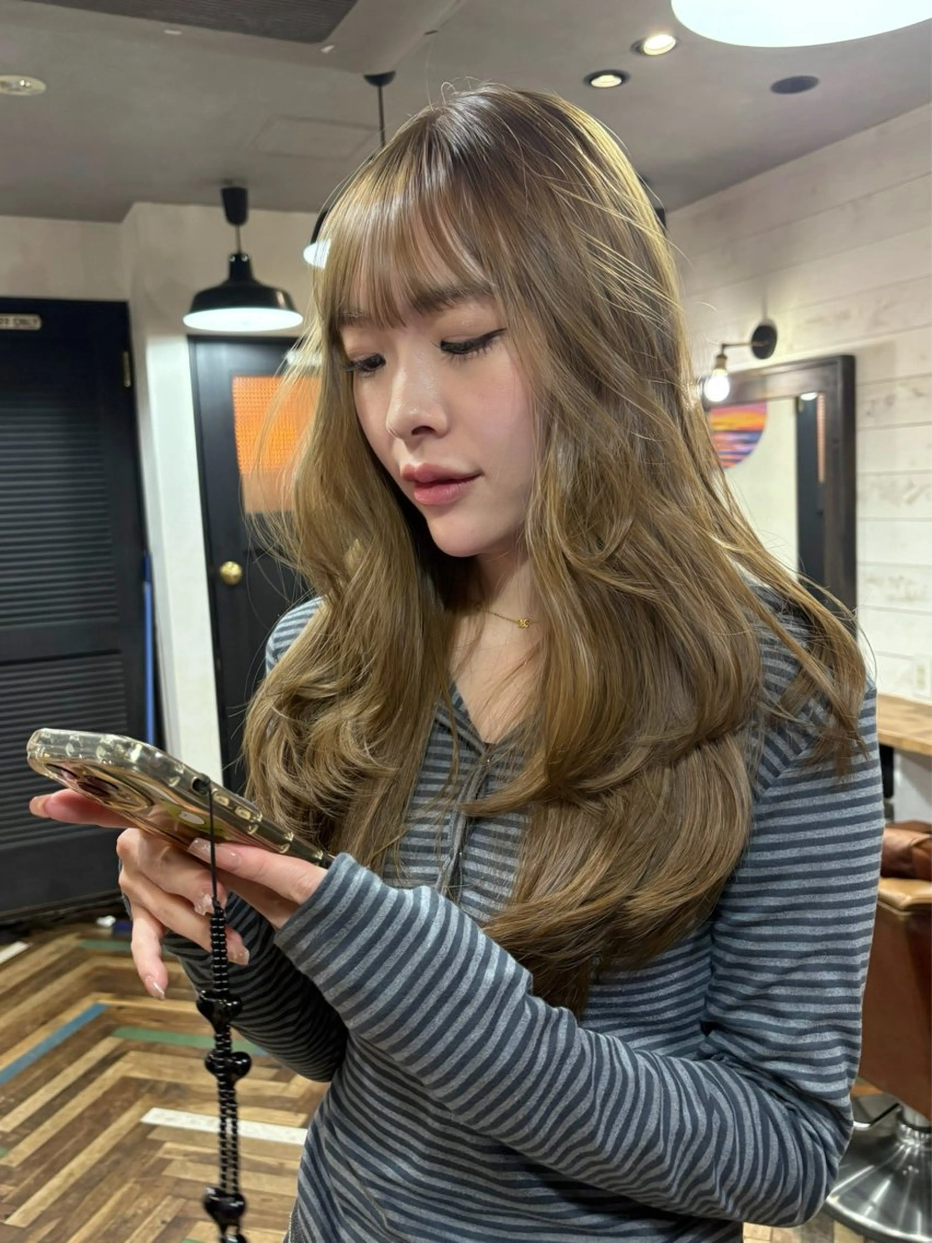 ロング カラー パーマ カット ヘアカラー レイヤー/透明感/ ブリーチなし/わかなのヘアスタイル