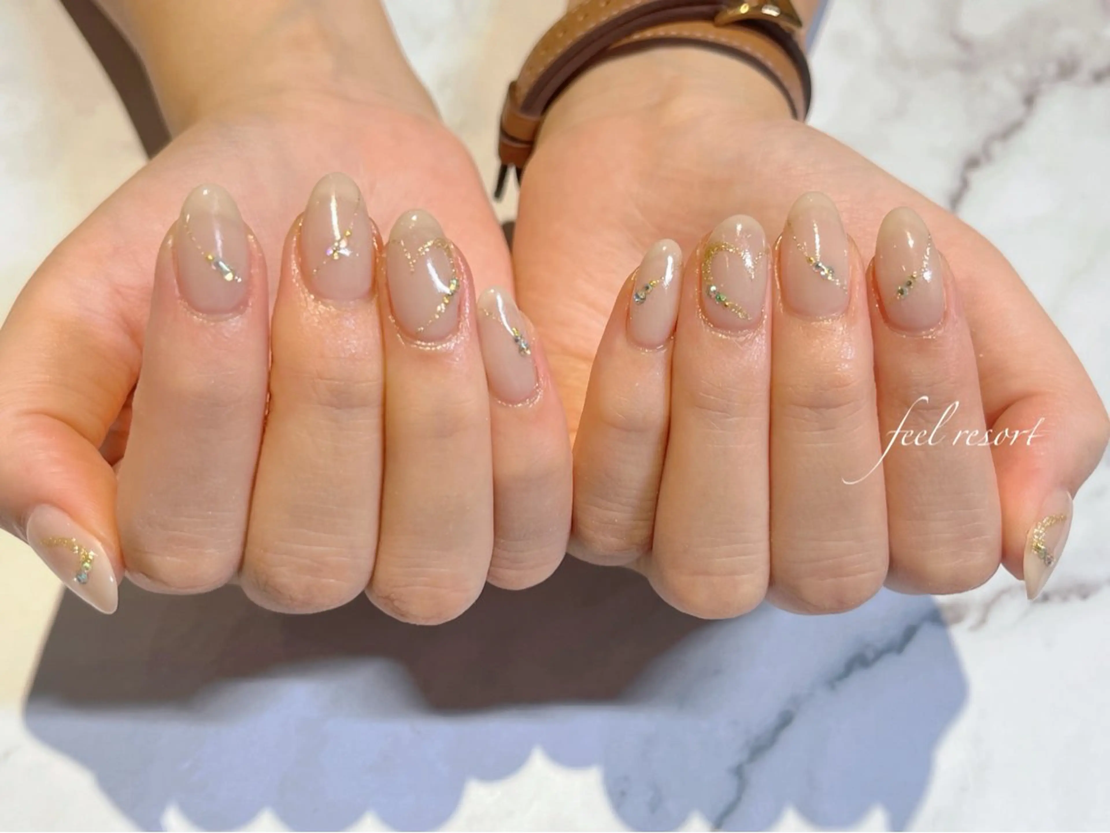 ネイル 長さ出し フットネイル フレンチネイル ジェルネイル ガラスフレンチ ハンドネイル Lien(リアン) 銀座駅6分のネイルデザイン